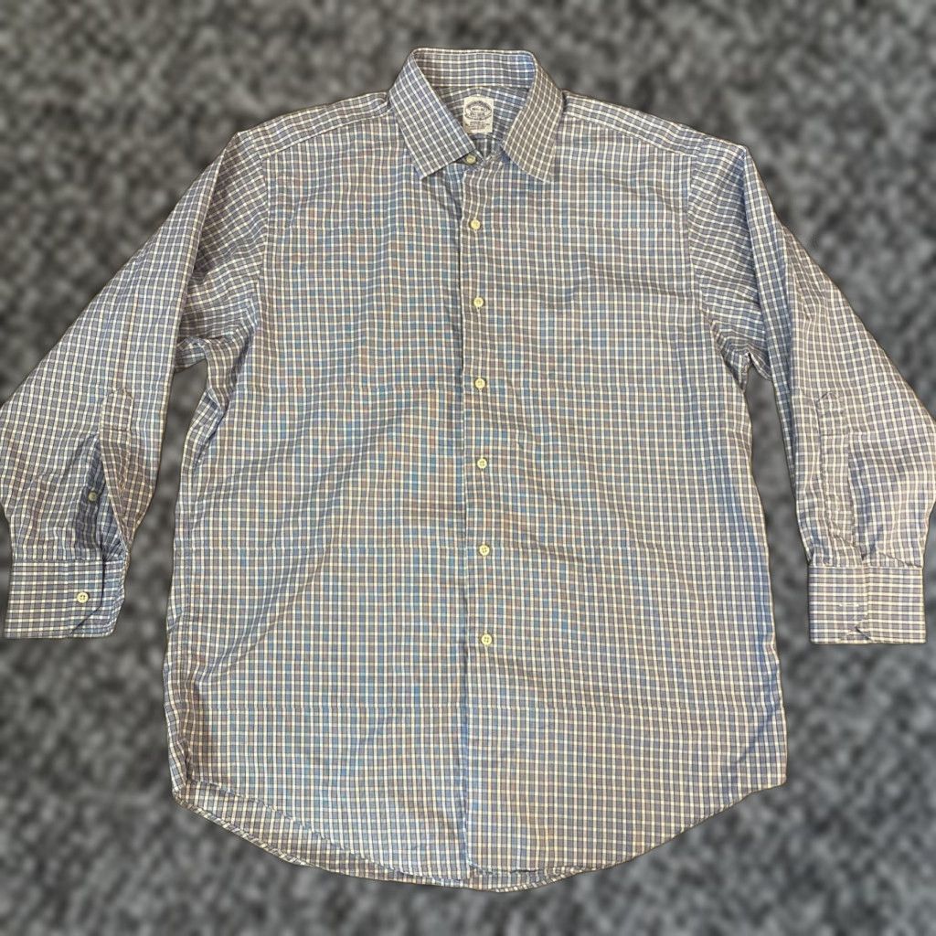 Brooks Brothers VINTAGE Brooks Brothers Makers Shirt Mens 16.5-32 Blue Plaid 80s USA Button Up Dress Shirt Size US XL / EU 56 / 4 - 1 Thumbnail