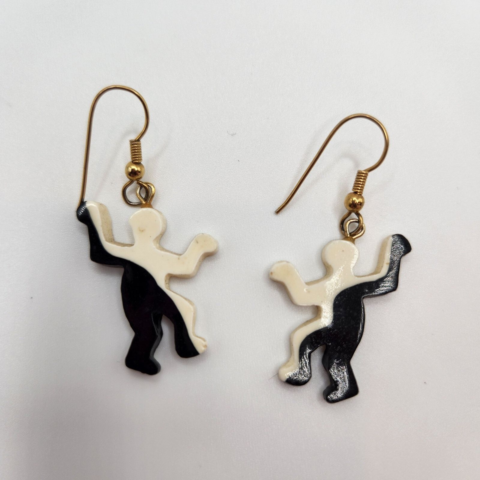 Other Black and White Abstract Figure Earrings Hook Dangle 2" Size ONE SIZE - 6 Thumbnail