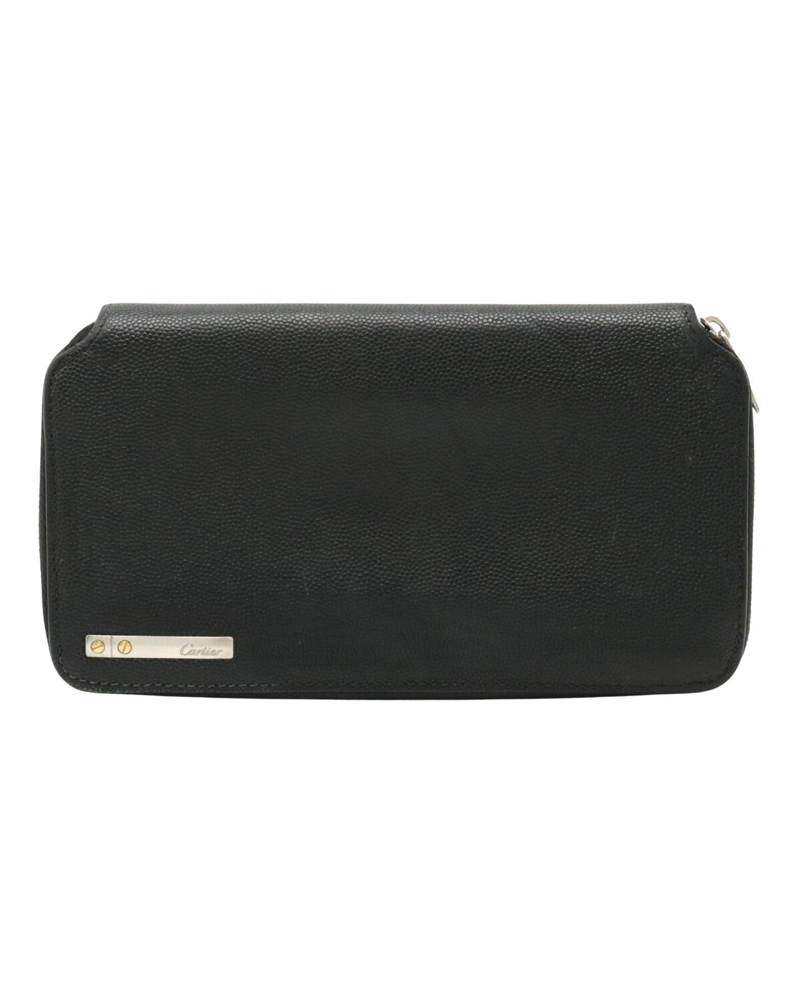 image of Cartier Sophisticated Black Leather Coin Purse, Women's