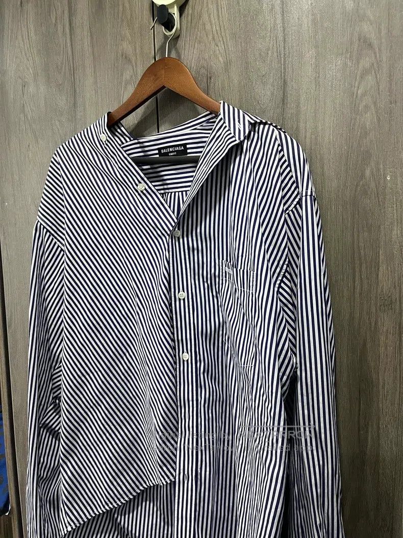 Balenciaga Balenciaga Striped Loose Shirt Size US XXS / EU 40 - 8 Thumbnail