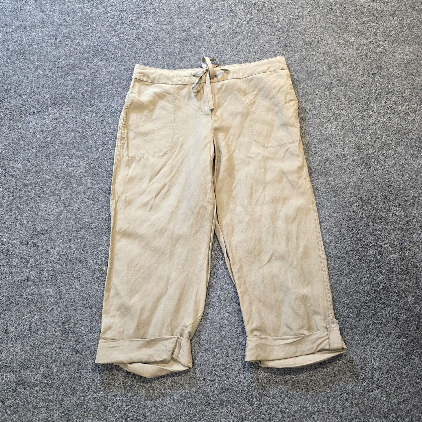 J. Jill J. Jill Pants Womens Size 8P Petite Beige Silk Linen Blend Cropped Pull On Casual Beige Silk Linen Blend Cropped Pants Casual Womens 8P Petite Size 30" / US 8 / IT 44 - 2 Thumbnail