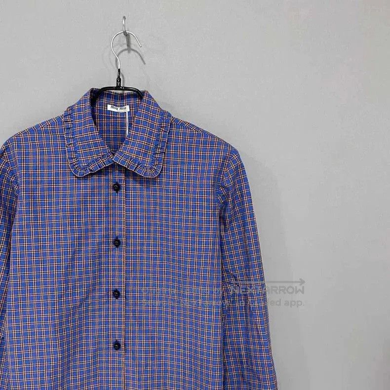Miu Miu Striped Shirt with Lace Collar by MIU MIU. Size US M / EU 48-50 / 2 - 2 Thumbnail