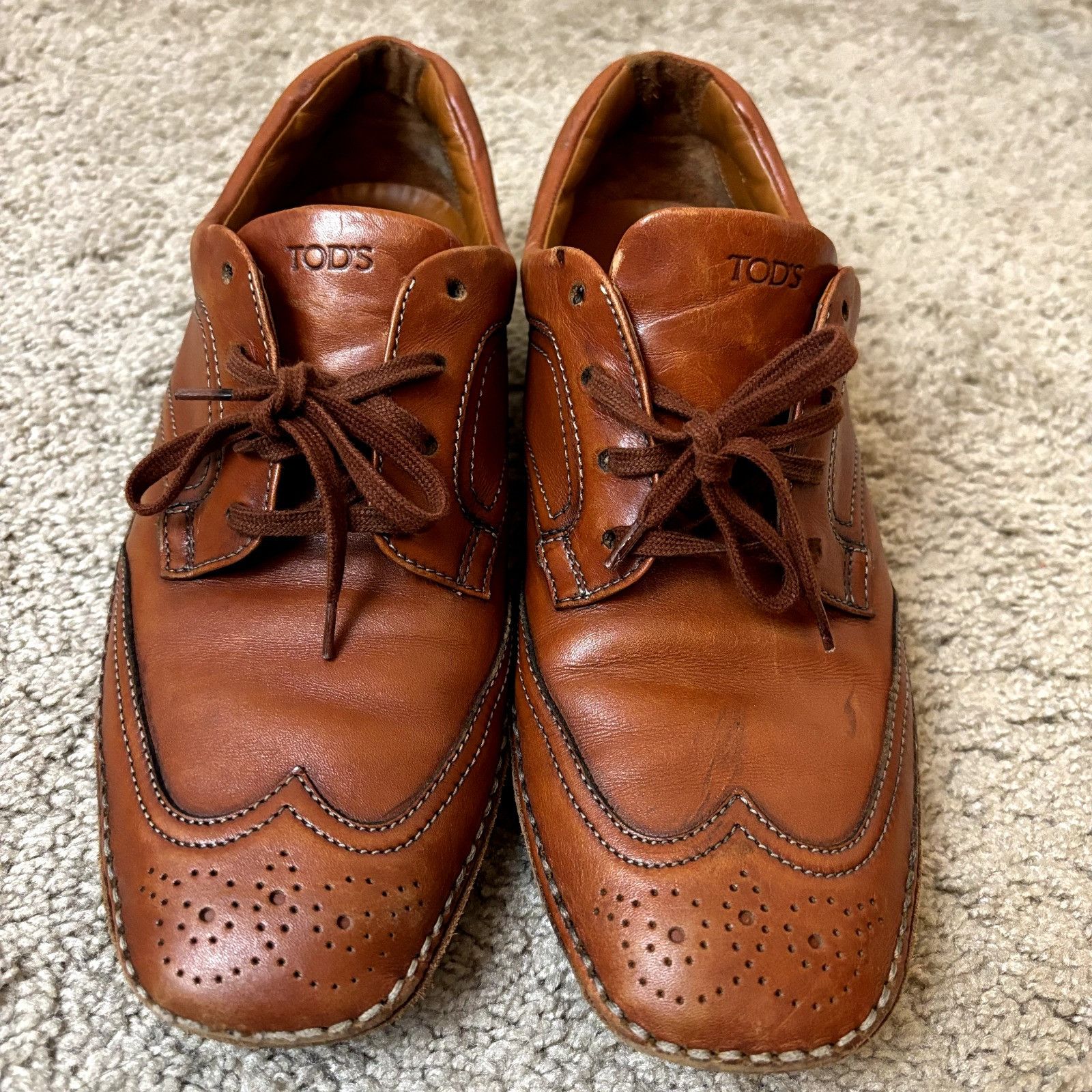 Tod's TOD'S Brown Leather Wingtip Brogues - Size 39 EU Men's Lace- Size US 7 / EU 40 - 2 Thumbnail