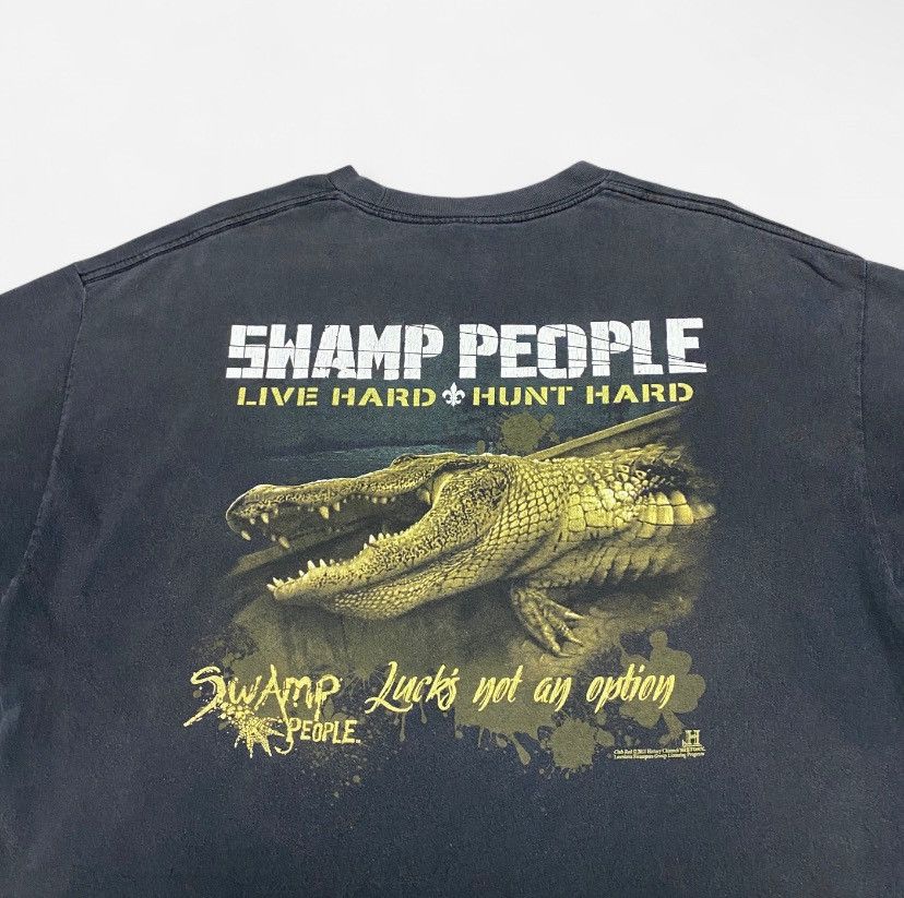 AAA Y2K swamp people live hard hunt hard alligator black T-shirt Size US XL / EU 56 / 4 - 6 Thumbnail