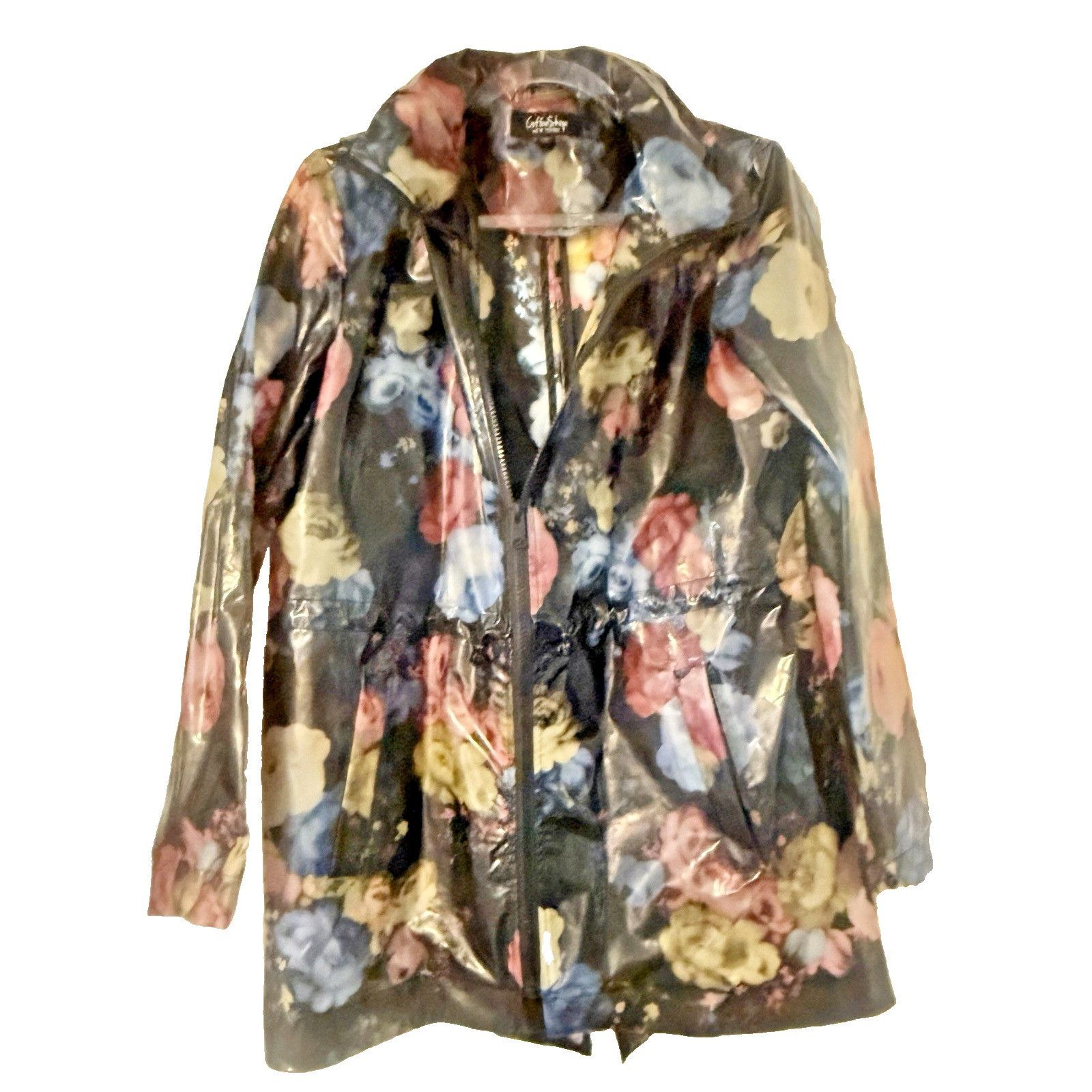 Vintage Coffee Shop Rain Jacket With Hood Size L Size L / US 10 / IT 46 - 1 Thumbnail