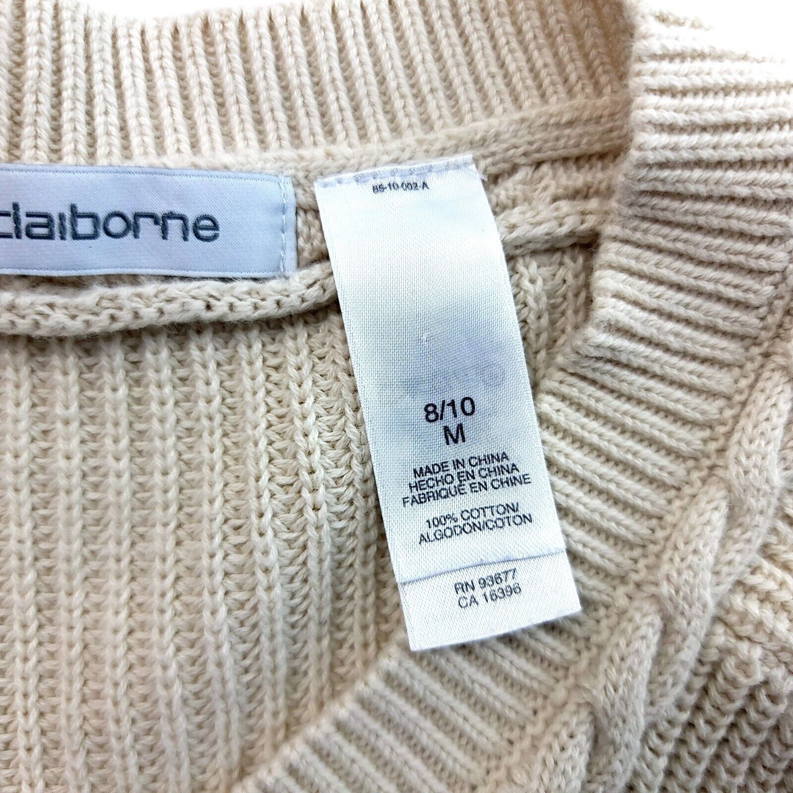 Liz Claiborne Liz Claiborne Tan Cable Knit Sweater Medium 8/10 Cotton Butt Size M / US 6-8 / IT 42-44 - 7 Thumbnail