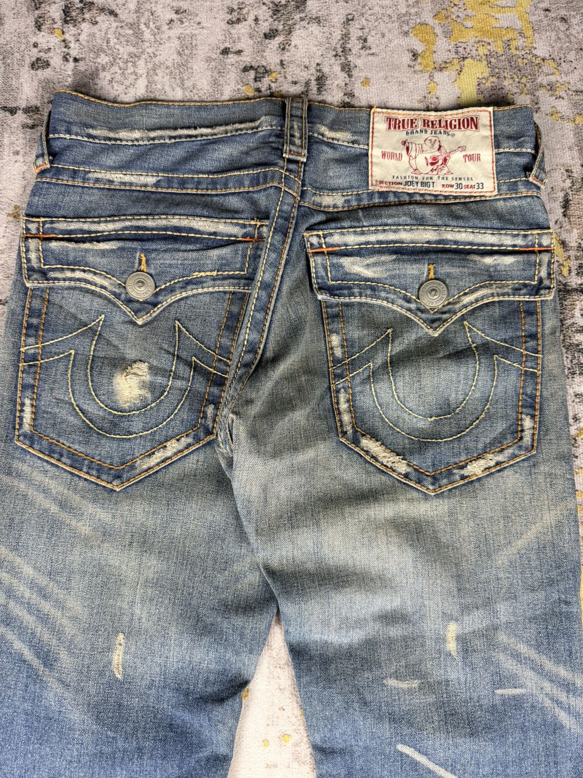 Tornado Mart Vintage True Religion Joey Big T Flared Distressed Jeans Size US 33 - 4 Thumbnail