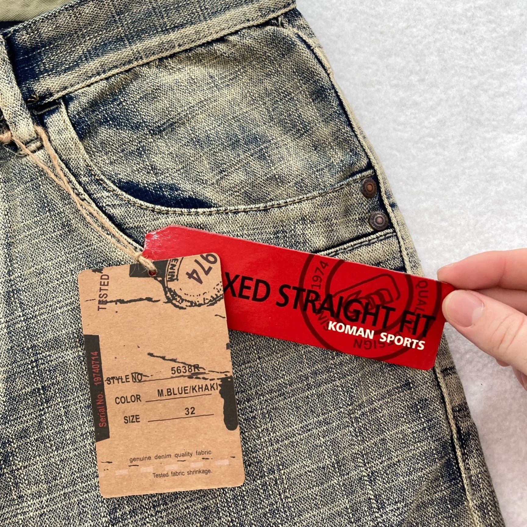 Denime VINTAGE Koman Jeans Mens 32x30 Relaxed Straight Blue Denim Flap Pocket Y2K NWT Size US 32 / EU 48 - 4 Thumbnail