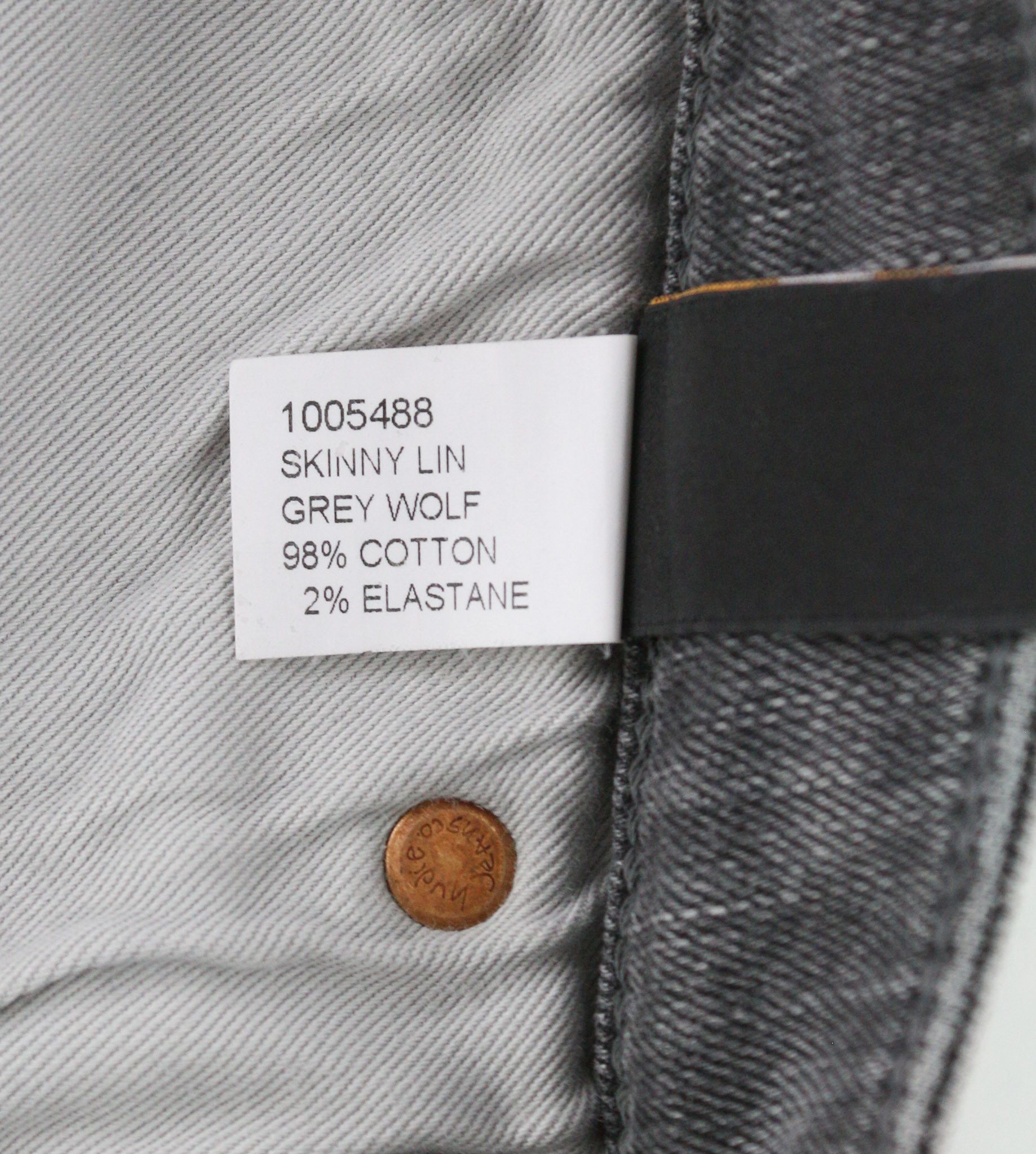 Nudie Jeans SKINNY LIN W28/L34 Grey Wolf Stretch Jeans 80461 Size US 28 / EU 44 - 7 Thumbnail