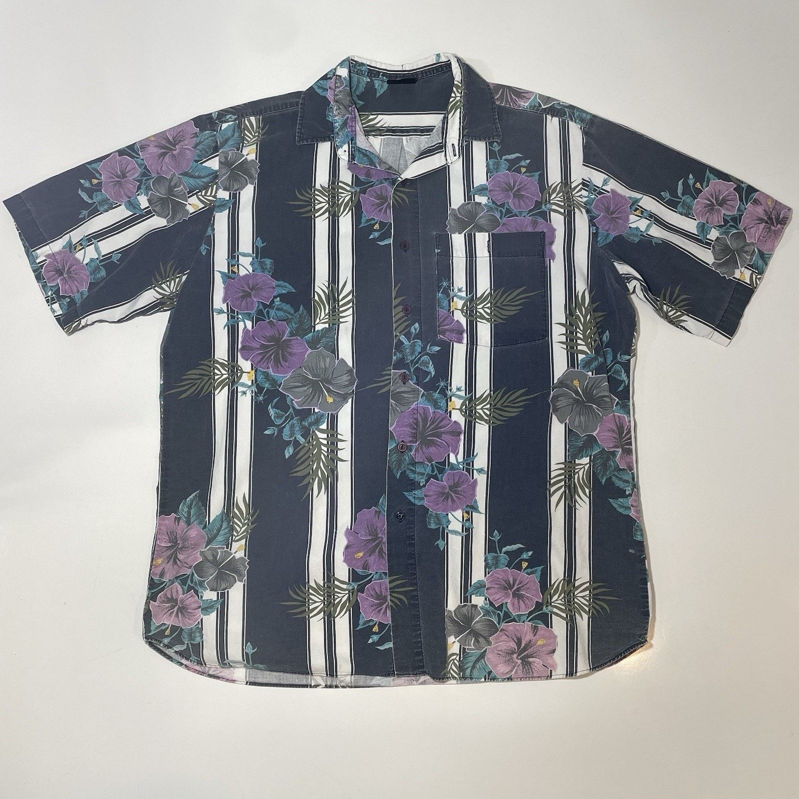Maui and Sons VTG Maui Trading Co Hawaiian Men’s XL Shirt Hibiscus Stripe Size US XL / EU 56 / 4 - 1 Thumbnail