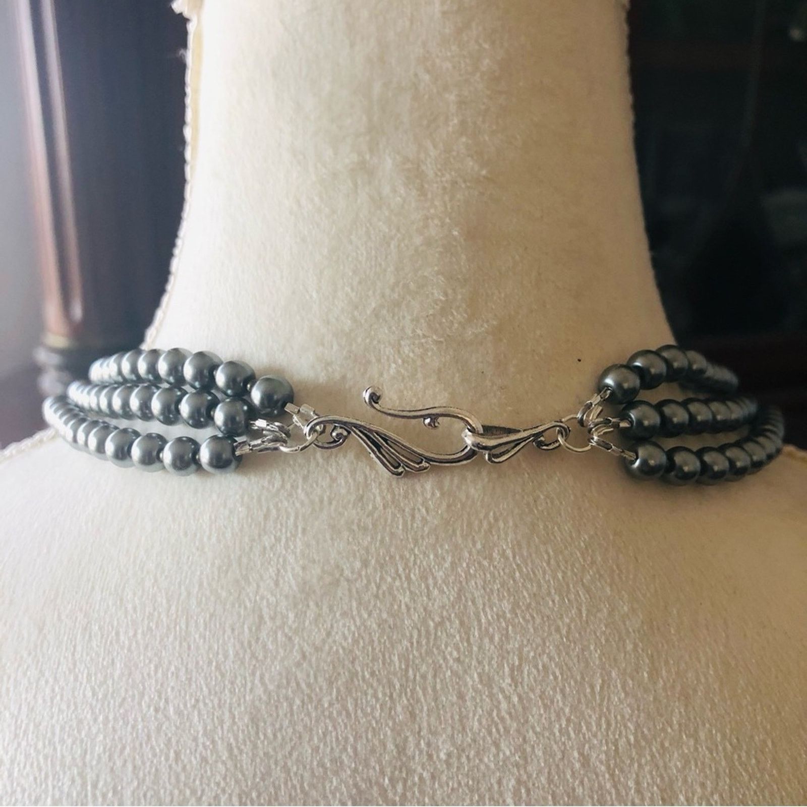 Handmade Handcrafted repurpose charcoal cluster Pearl necklace Size ONE SIZE - 8 Thumbnail