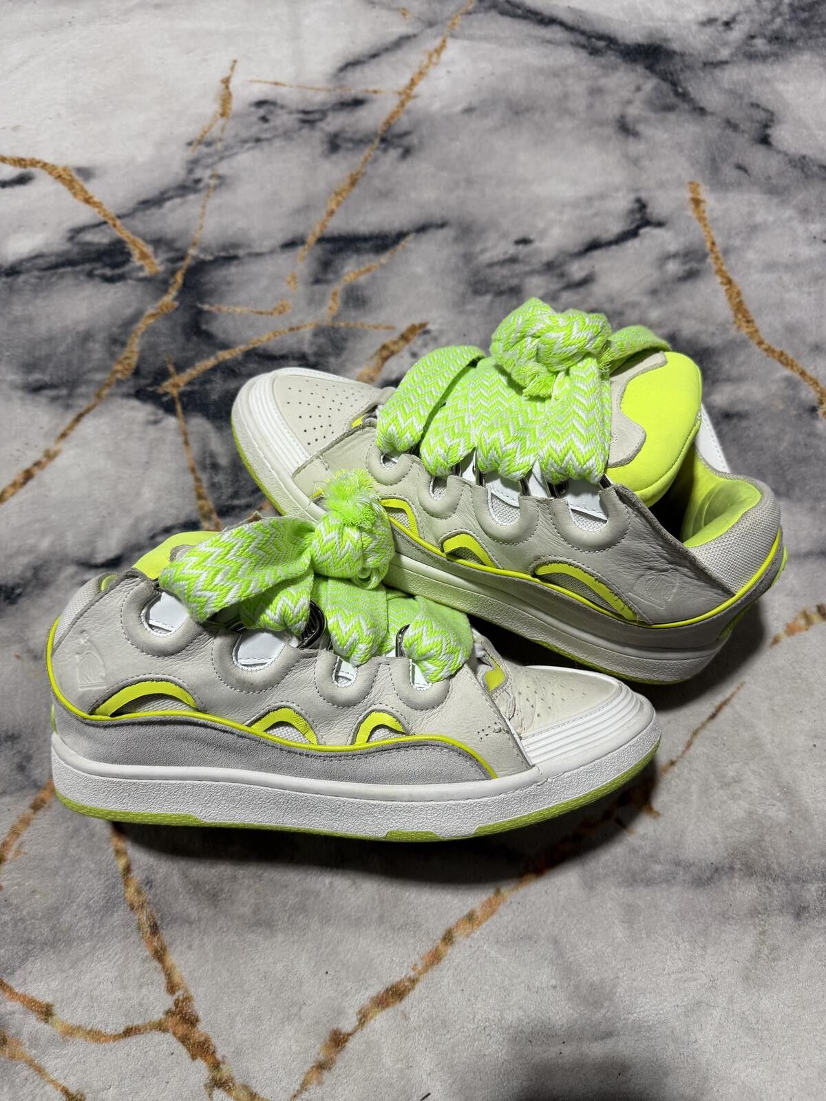 Lanvin Lanvin Curb White Neon Green - Sz 11Us Size US 11 / EU 44 - 3 Thumbnail