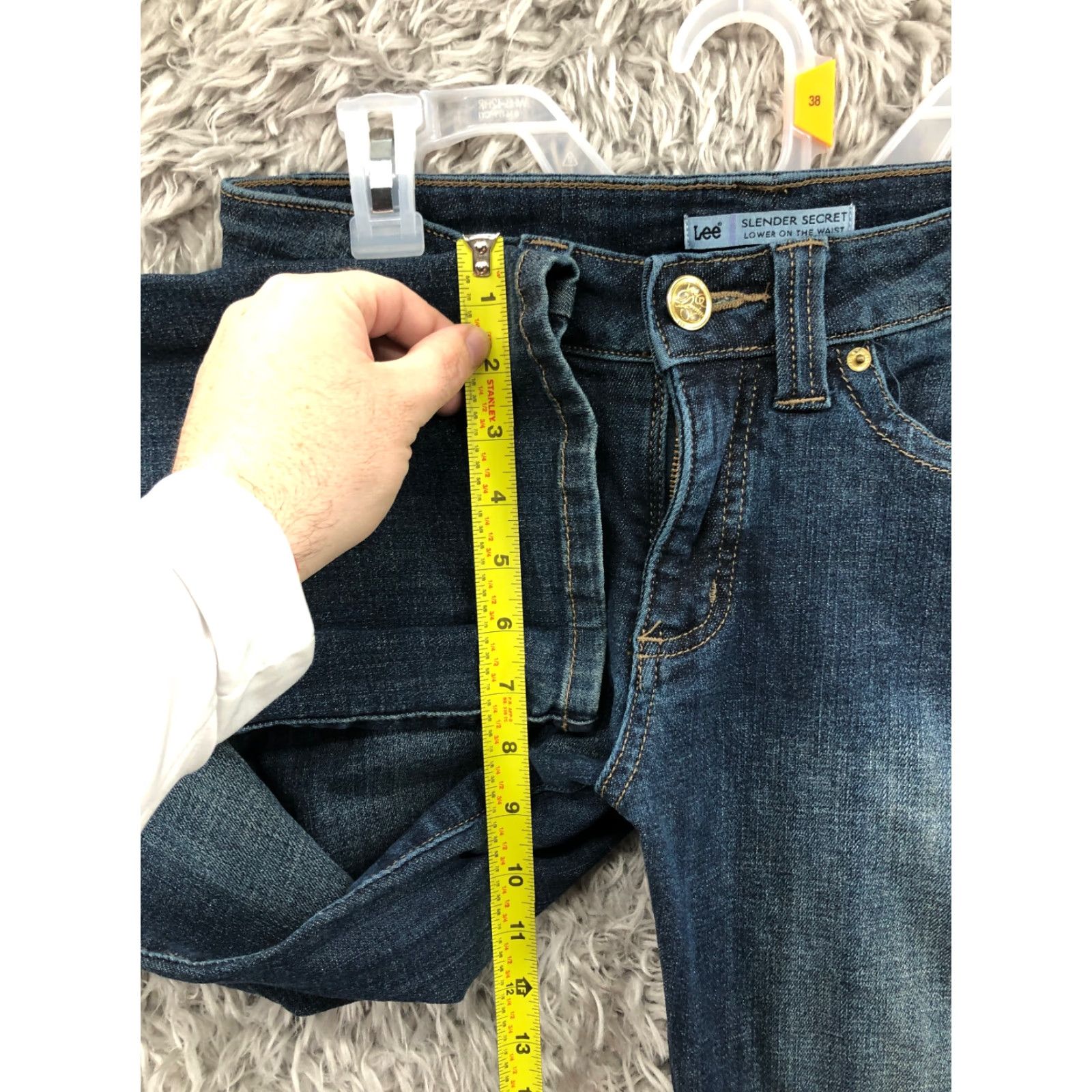 Lee Lee Jeans Slender Secret Way Mid Rise 28W 30in Inseam Dark Blue Denim Womens 6 Regular Straight 5-Pocket Size 28" / US 6 / IT 42 - 4 Thumbnail