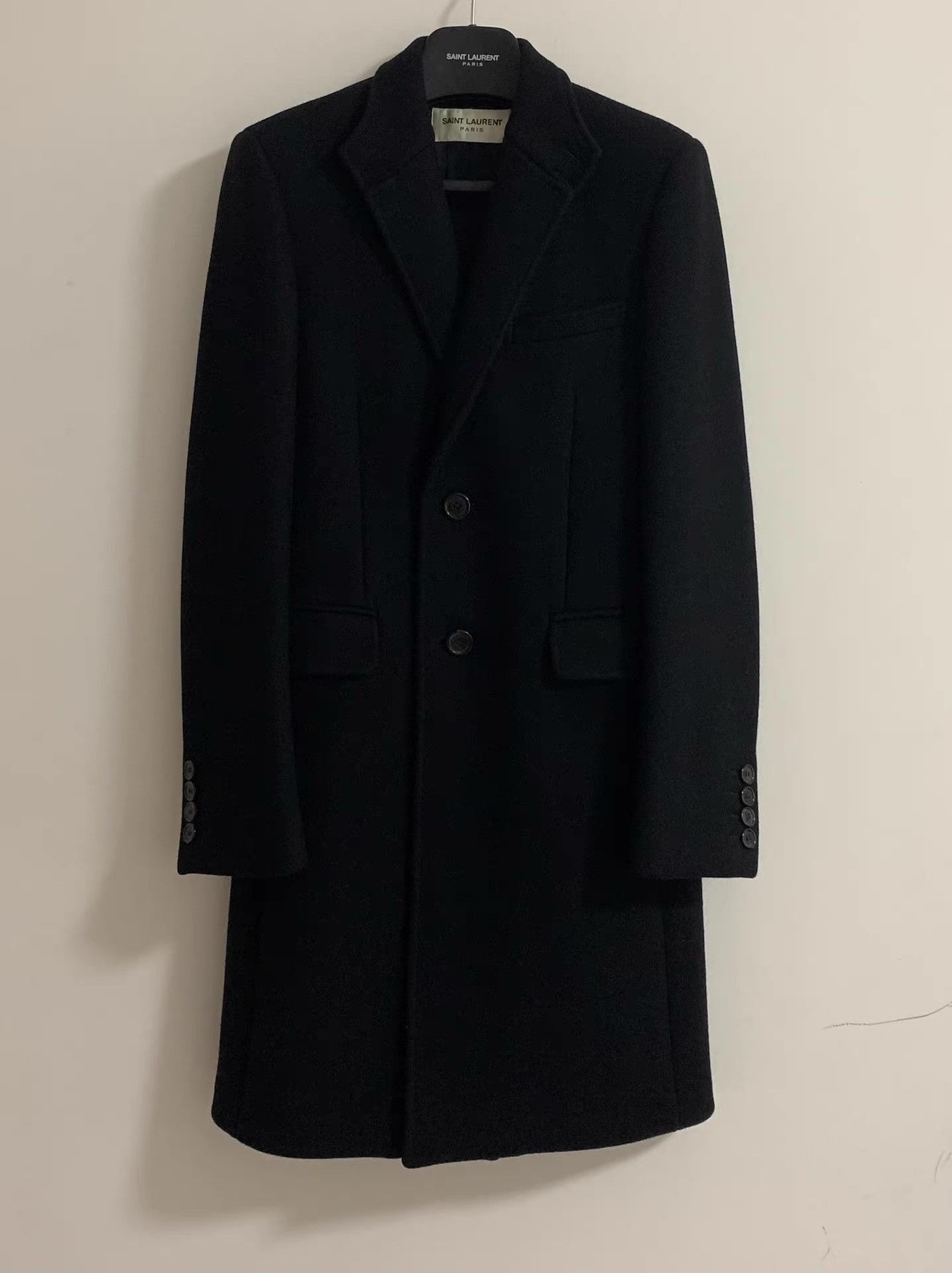 Saint Laurent Paris Black Long Wool Blend Coat - Size S Size US S / EU 44-46 / 1 - 1 Thumbnail