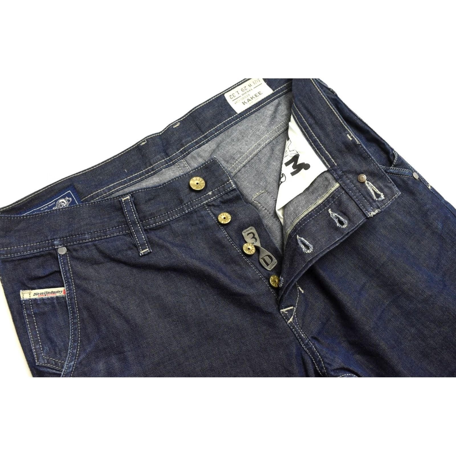 Diesel Diesel Kakee Slim-Carrot 0802A Jeans Men W29/L32 Blue Logo Button Fly Slim Size US 29 - 4 Thumbnail