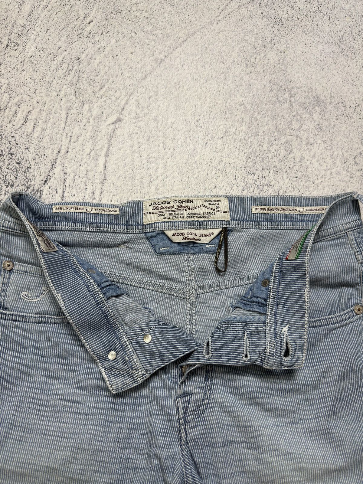 Jacob Cohen Jacob Cohën PW633 Pinstripe Shorts Handmade Premium Denim Size US 33 - 12 Thumbnail