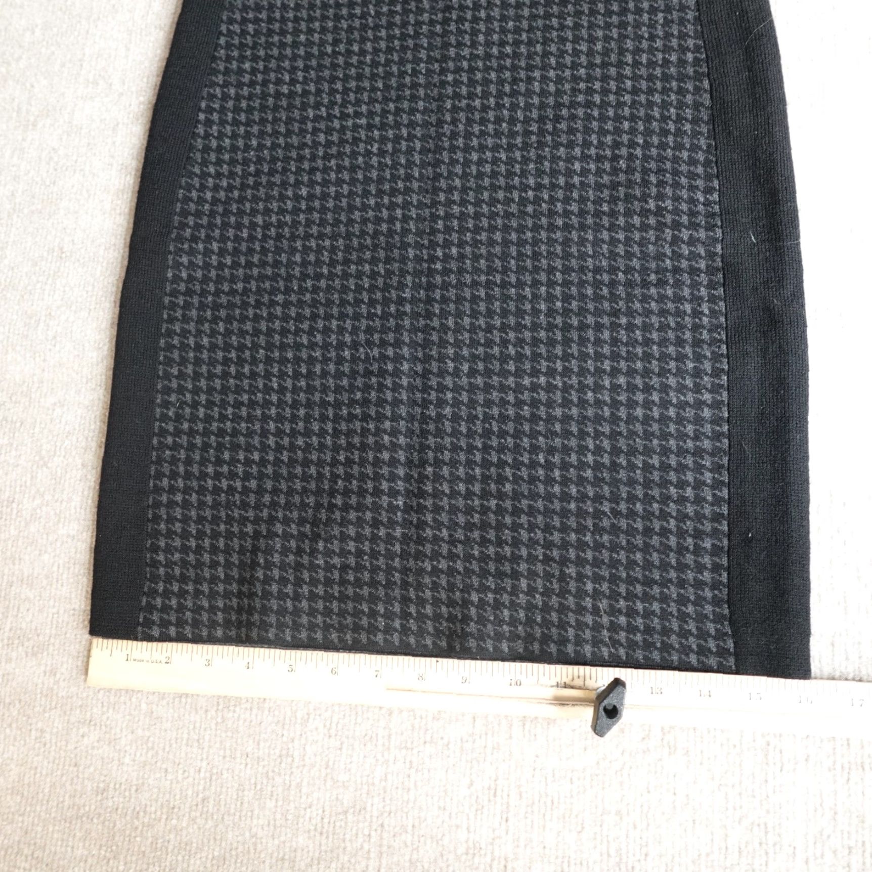 Theory Theory Womens Skirt Medium Black Houndstooth Wool Blend Pencil Yennif Size 32" / US 10 / IT 46 - 4 Thumbnail