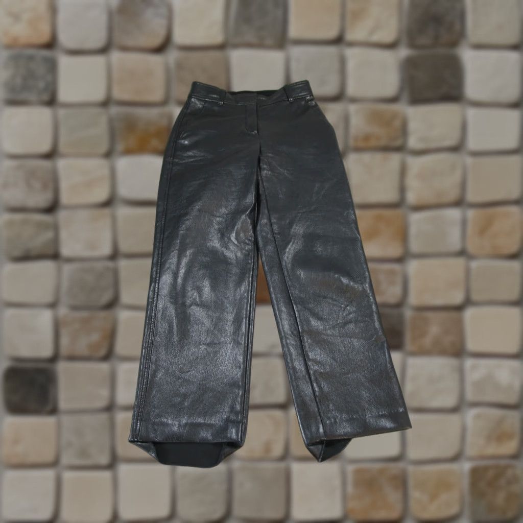 Vintage Babaton Pants Womens 0 Black Faux Leather Trousers Size 25" / US 0 / IT 36 - 1 Thumbnail