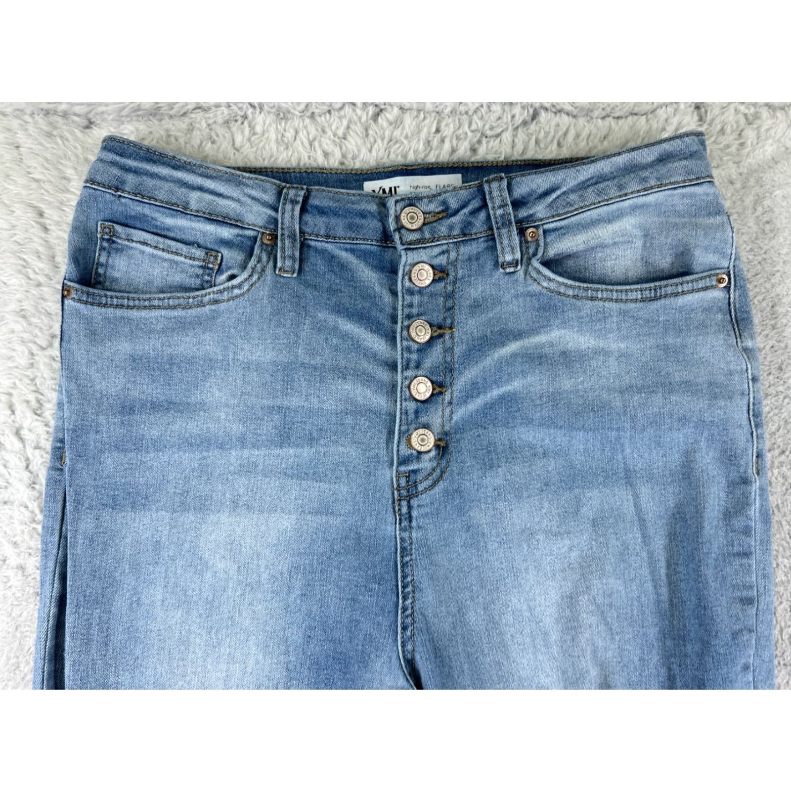 Vintage VINTAGE YMI Jeans Womens 13 Blue Denim Flared High Rise Distressed 26x32.5 Brown? Size 34" / US 12 / IT 48 - 7 Thumbnail