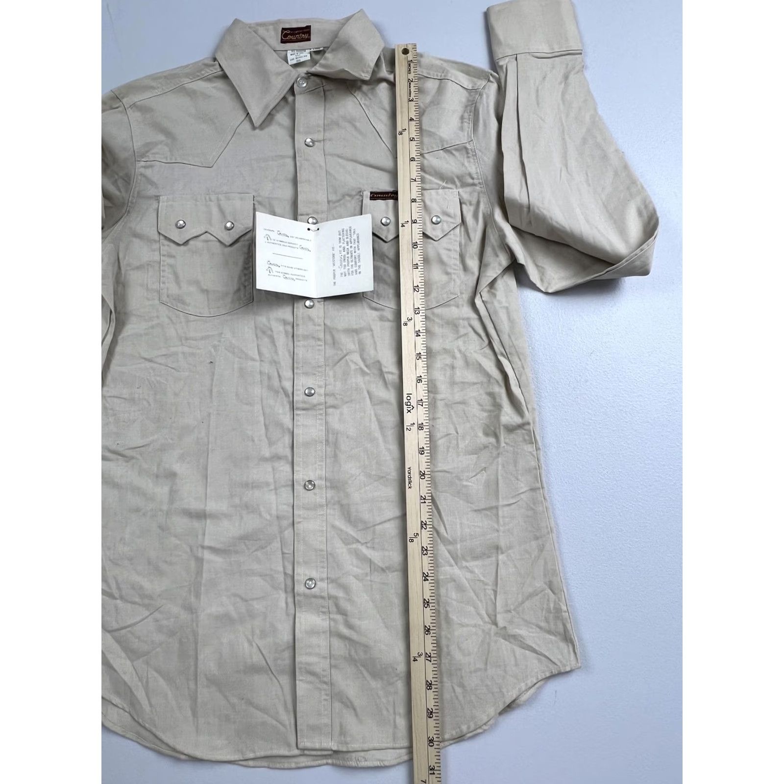 Vintage VINTAGE Country Western Shirt Mens Large Beige Solid Long Sleeve Snap Button Front Collar Tag Pockets Regular Fit Size US L / EU 52-54 / 3 - 7 Thumbnail