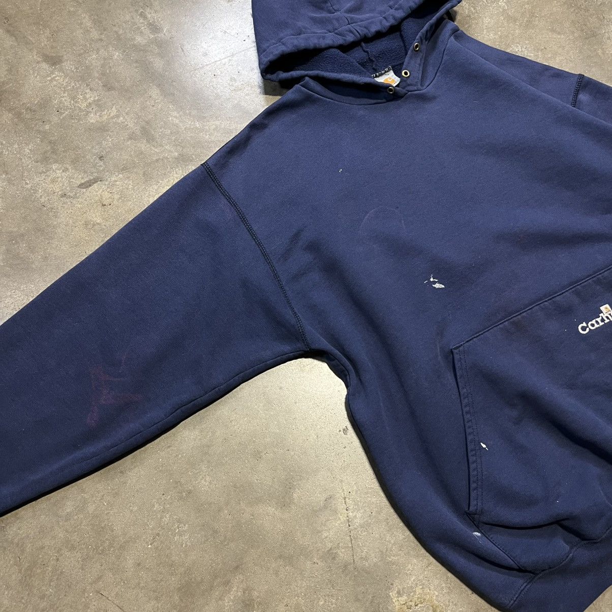 Carhartt × Vintage Vintage 90s Carhartt Hoodie Sweatshirt Workwear Faded Boxy Size US XL / EU 56 / 4 - 4 Thumbnail