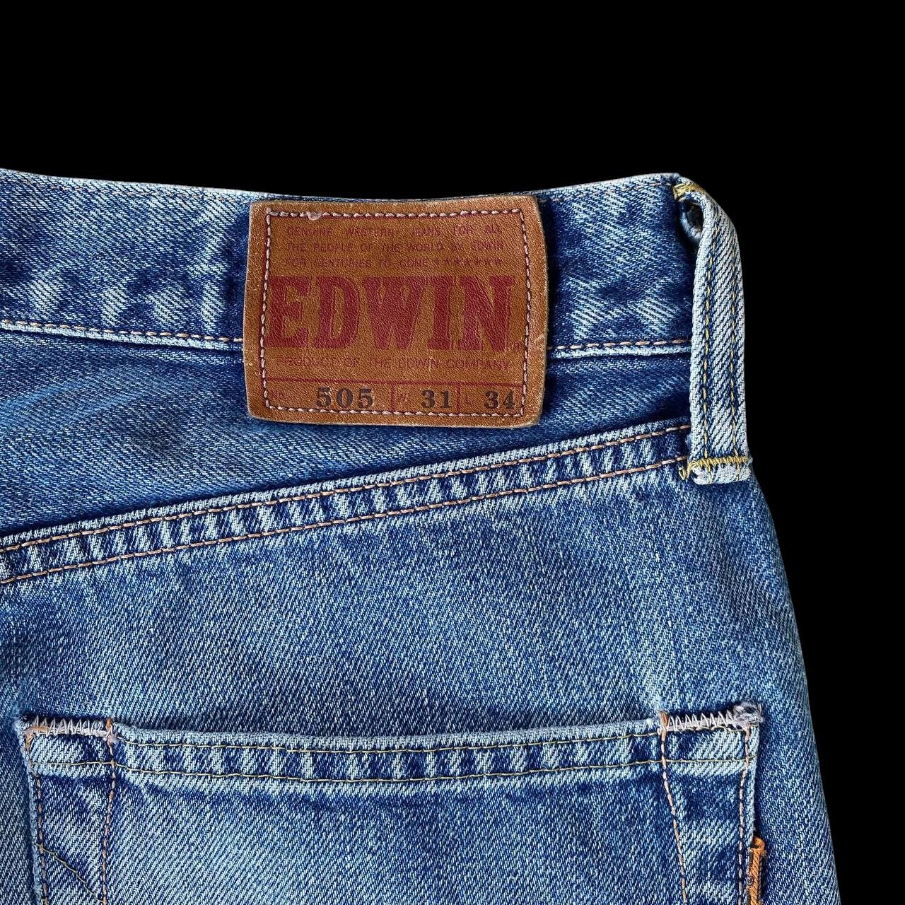 Edwin VTG 90S EDWIN 505 REDLINE GRUNGE BLUEWASH DISTRESSED DENIM Size US 29 - 14 Thumbnail