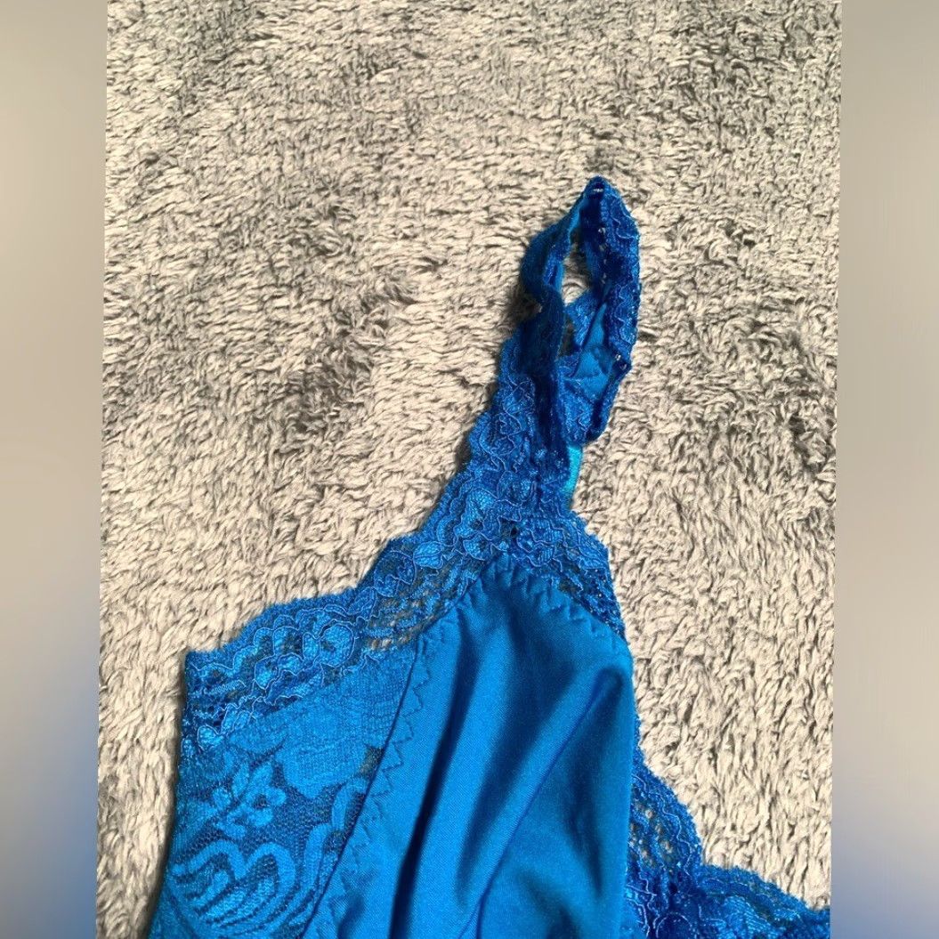 Vintage Frederick's of Hollywood Camisole Blue Lace Trim S Womens Small Size ONE SIZE - 4 Thumbnail