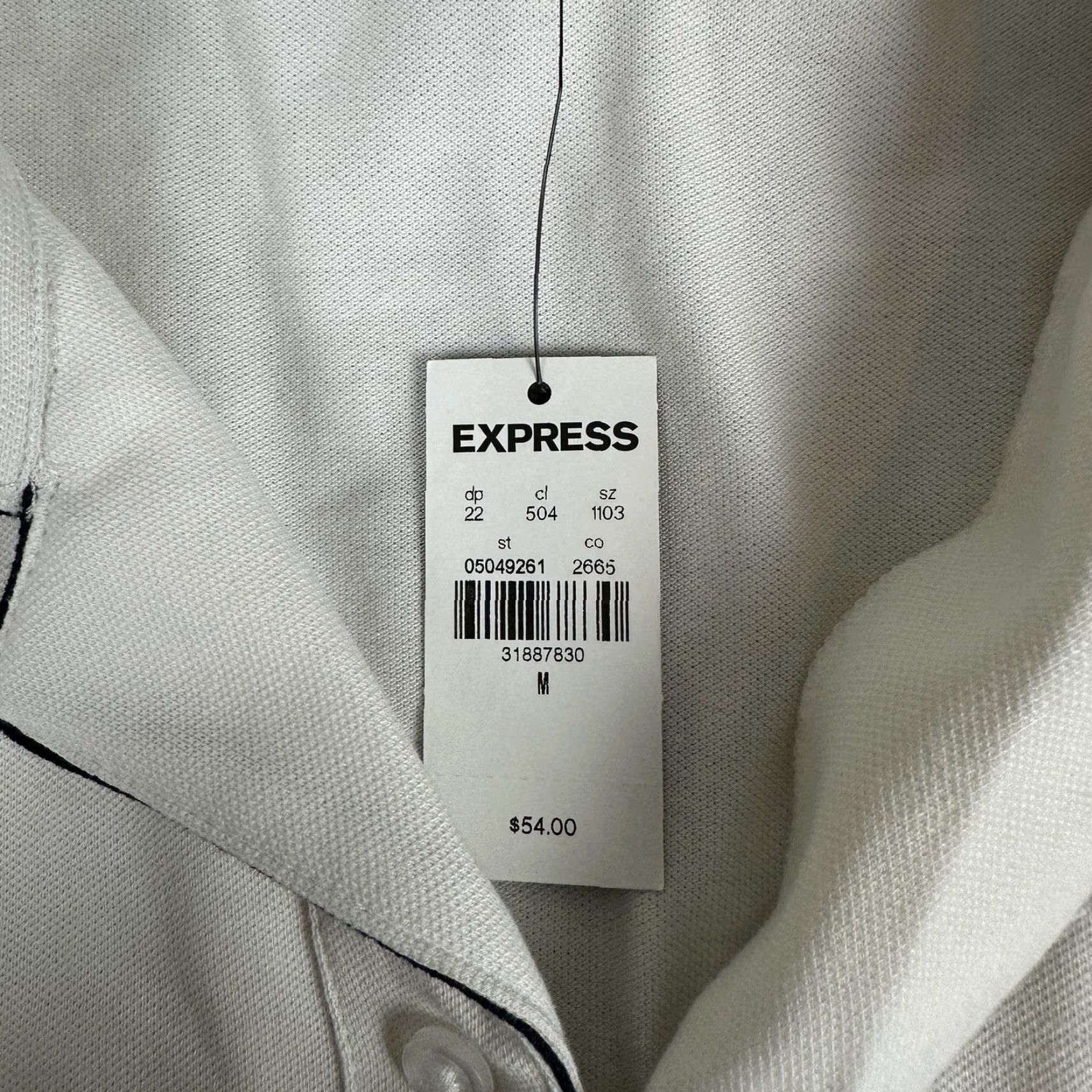 Express VINTAGE Express Polo Shirt Mens Medium White Piped Pocket Collar New Tags Stain Flawed Size US M / EU 48-50 / 2 - 4 Thumbnail