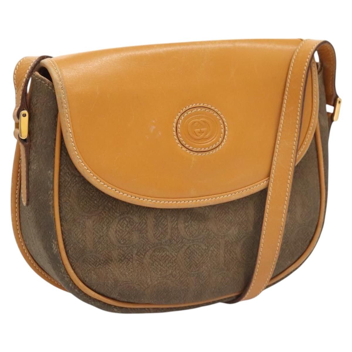Gucci Shoulder Bag Canvas Leather Beige 007 261 0074 Auth Ba1953, Women's
