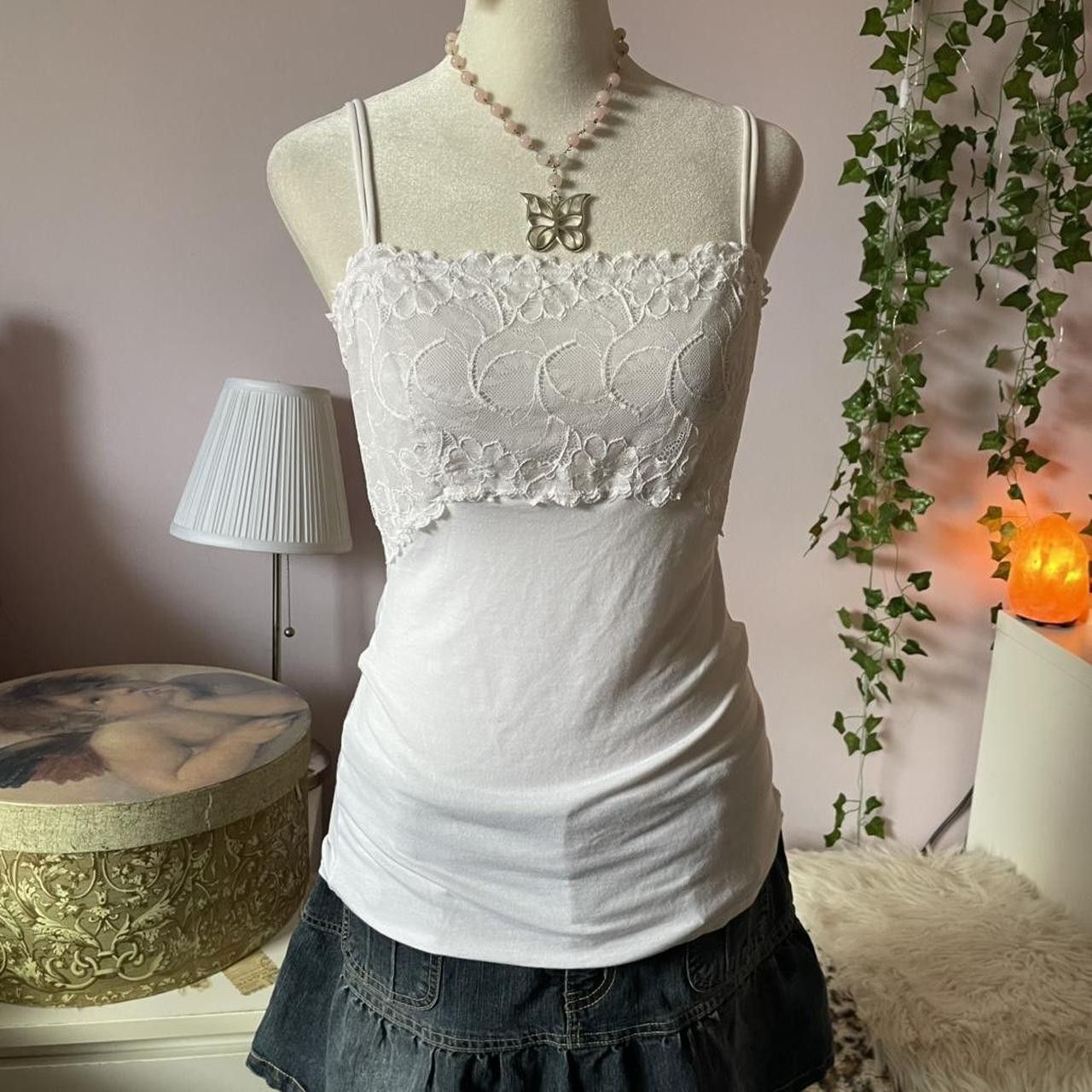 Other 2000s white lacy stretch cami top Size M / US 6-8 / IT 42-44 - 2 Thumbnail