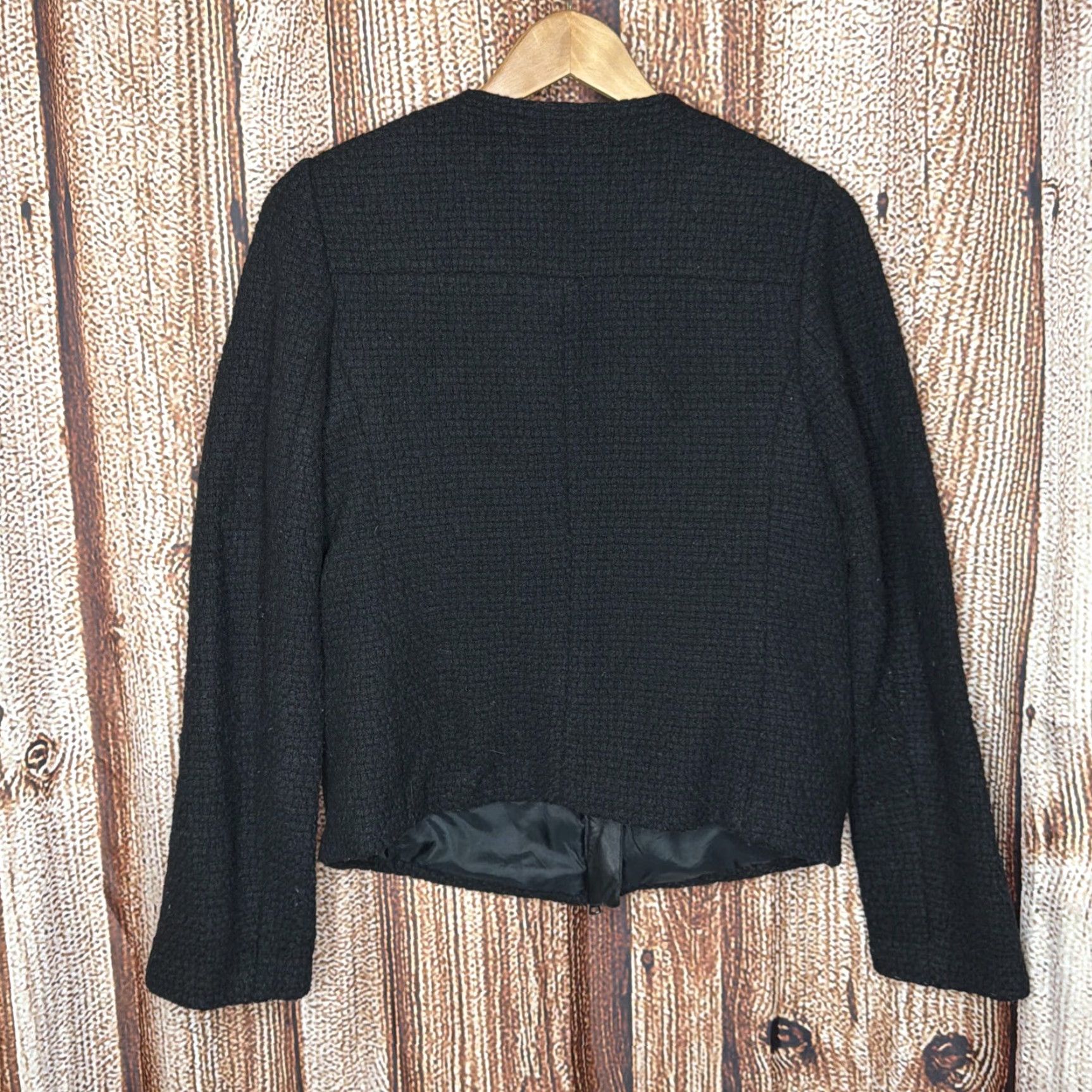 Vince Vince Wool Blend Jacket Zip Casual Women S, Bomber, Plaid, Black, Full Zip, Pockets, Size 14 Size XL / US 12-14 / IT 48-50 - 3 Thumbnail