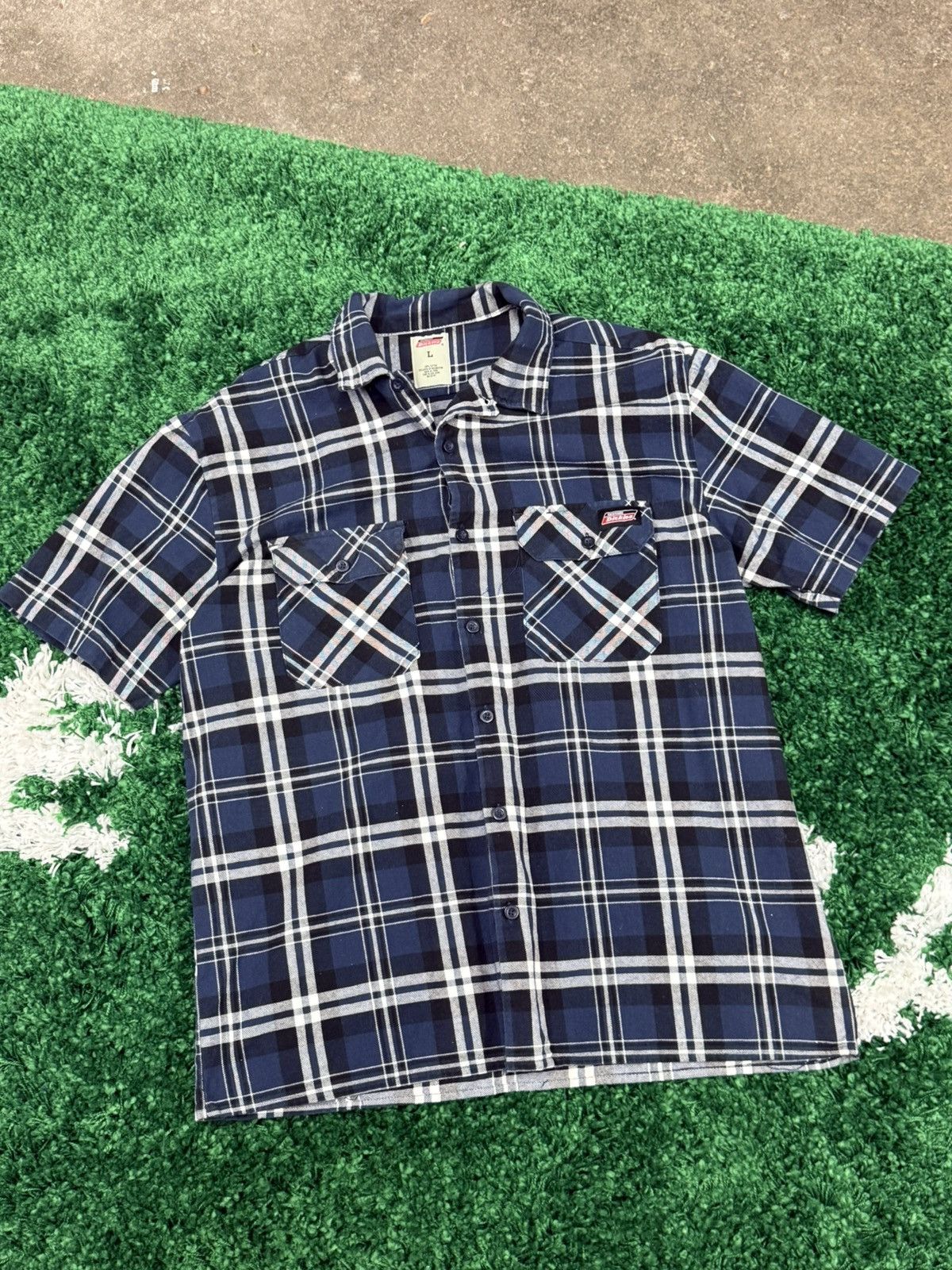 Dickies Dickies Blue Plaid Flannel Short Sleeve Camp Shirt Large Size US L / EU 52-54 / 3 - 1 Thumbnail