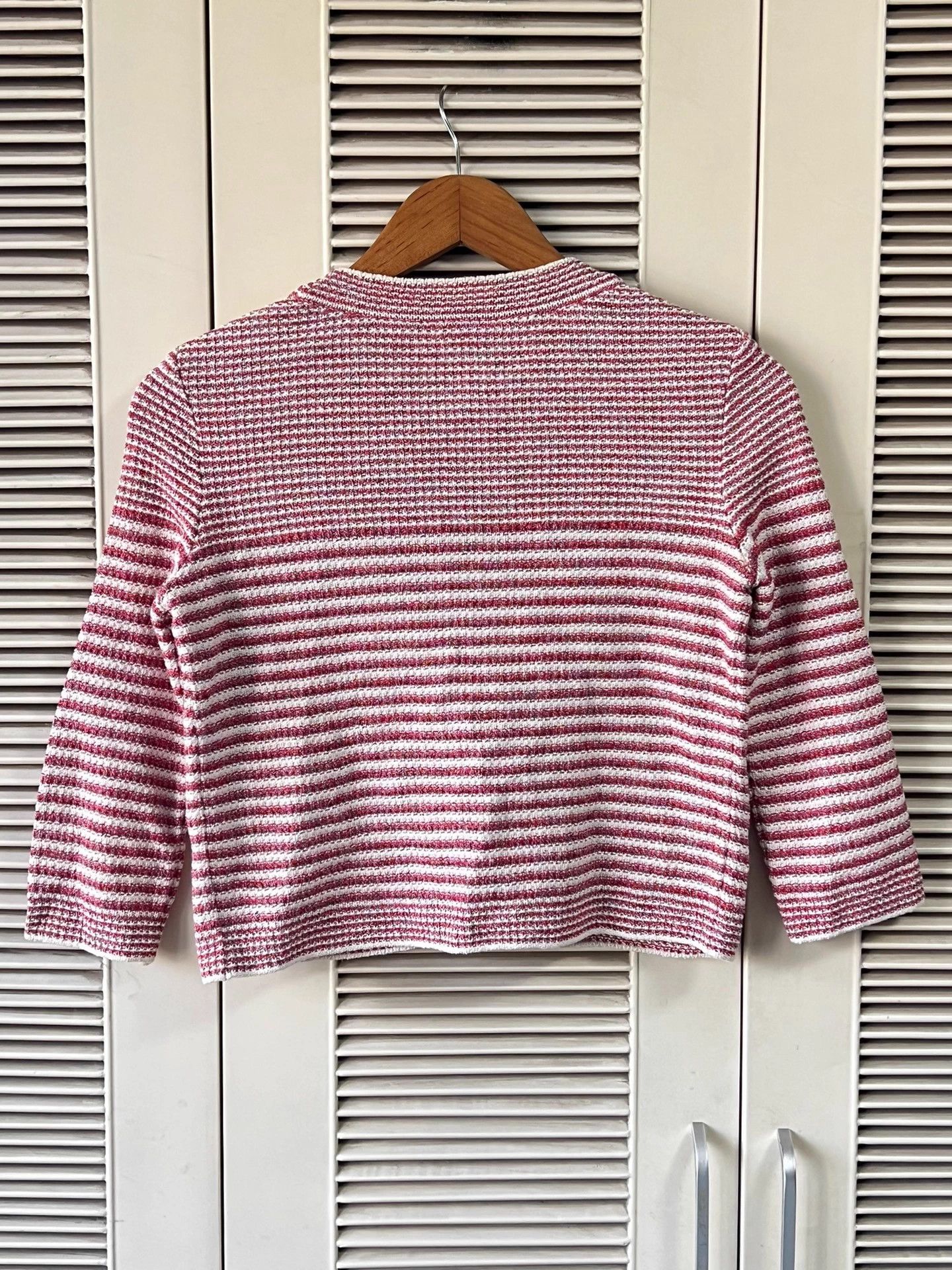 Chanel Chanel Red & White Stripe Crewneck Cardigan 36 Size XS / US 0-2 / IT 36-38 - 2 Thumbnail
