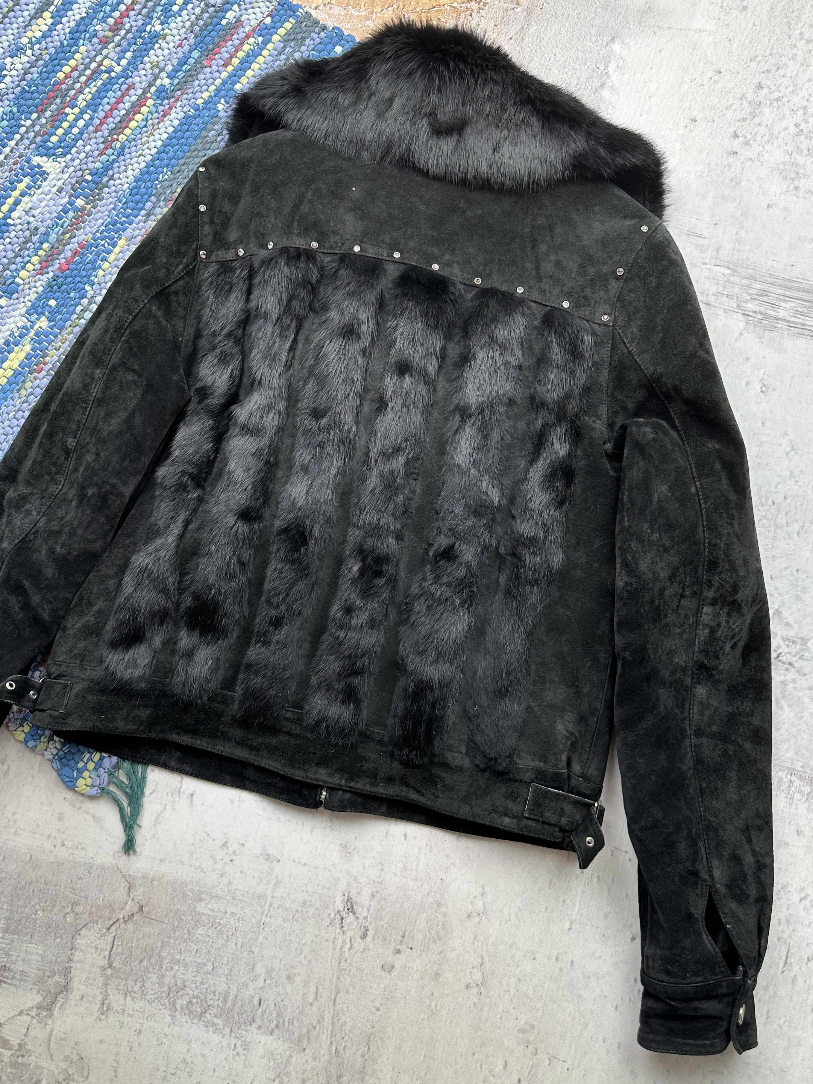 Vintage Vintage Real Fur and Suede Leather Jacket With Belt A71D15 Size M / US 6-8 / IT 42-44 - 9 Thumbnail