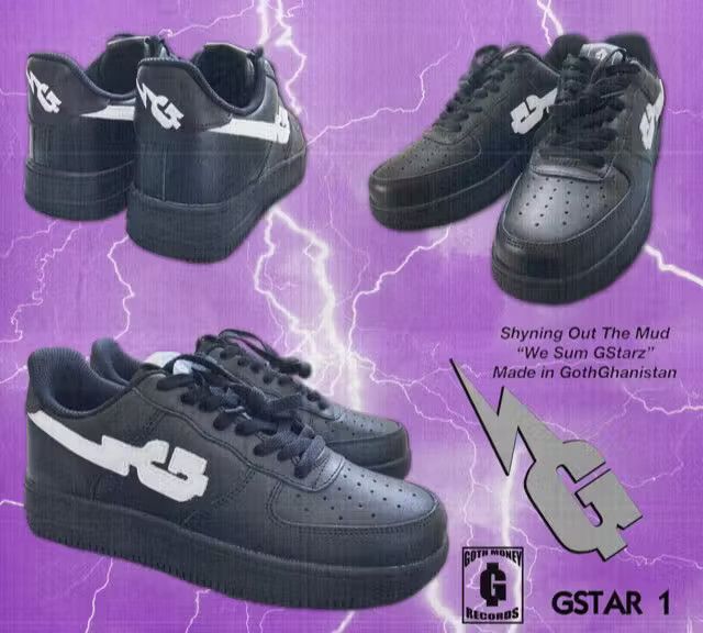image of Drain Gang x Goth&money Gstar 1 - Black Crow Shoes, Men's (Size 12)