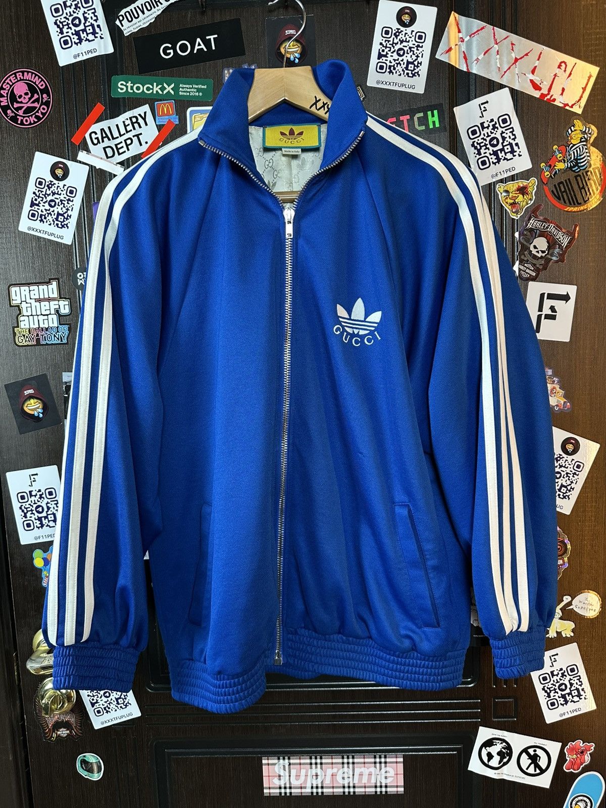 Adidas × Gucci Gucci x Adidas Blue Jersey Jacket Size US M / EU 48-50 / 2 - 2 Thumbnail