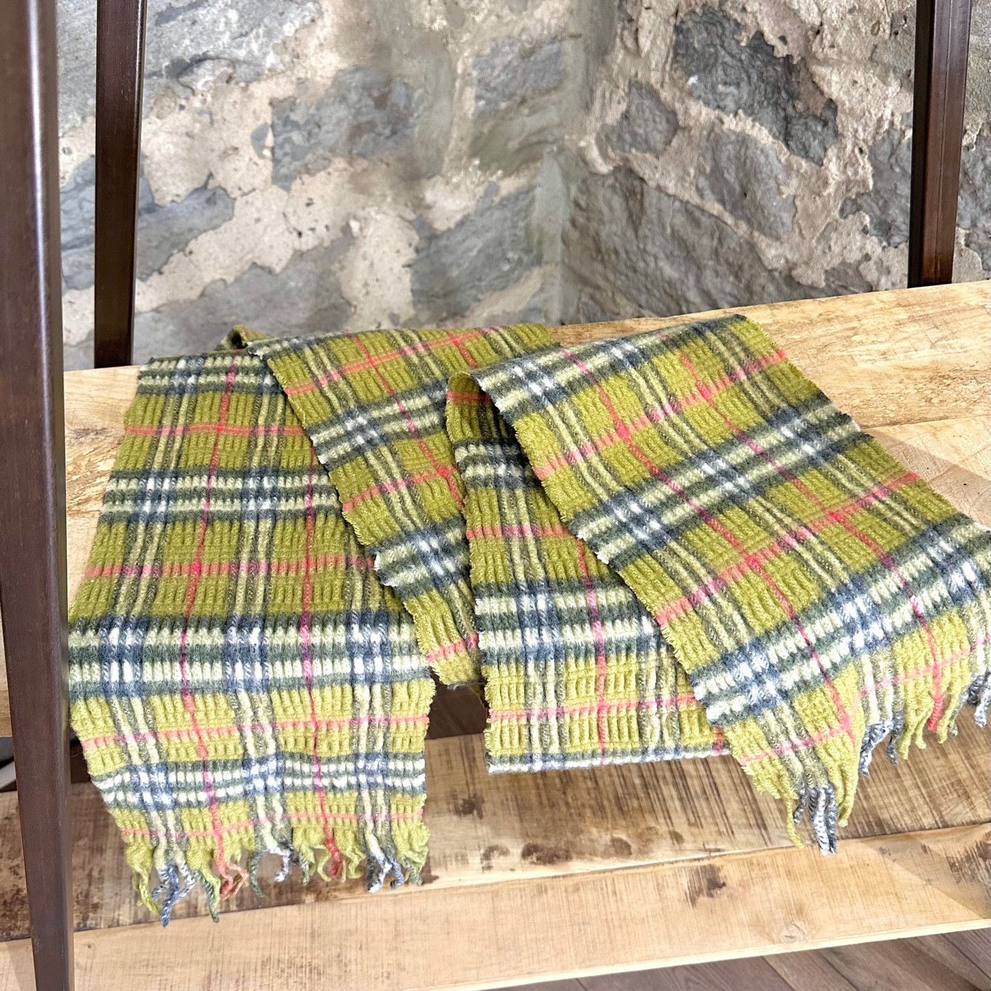 Burberry Burberry Green Cashmere Wool Gauffre Scarf Size ONE SIZE - 4 Thumbnail