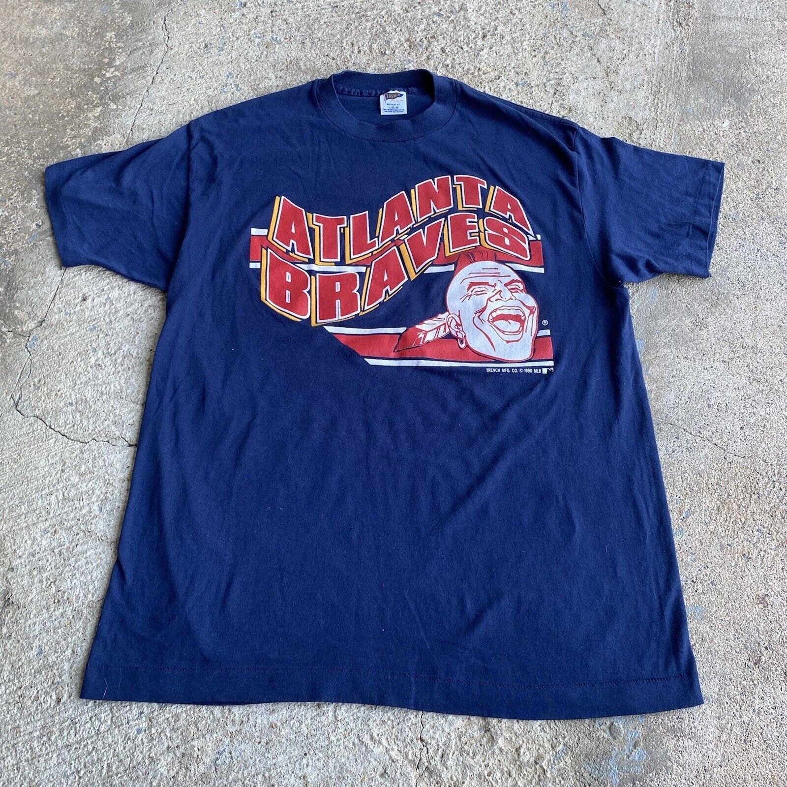MLB Vintage 90s Atlanta Braves Baseball T Shirt Large Used Blue Size US L / EU 52-54 / 3 - 2 Thumbnail