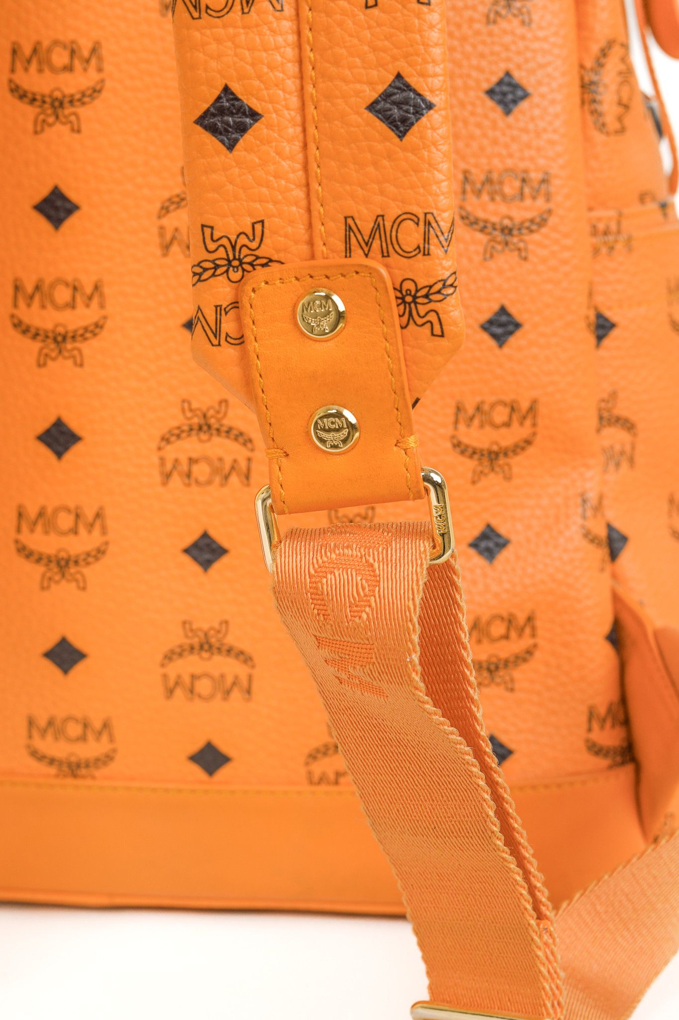 MCM MCM Stark Metal Studs Orange Monogram Backpack Size ONE SIZE - 8 Thumbnail