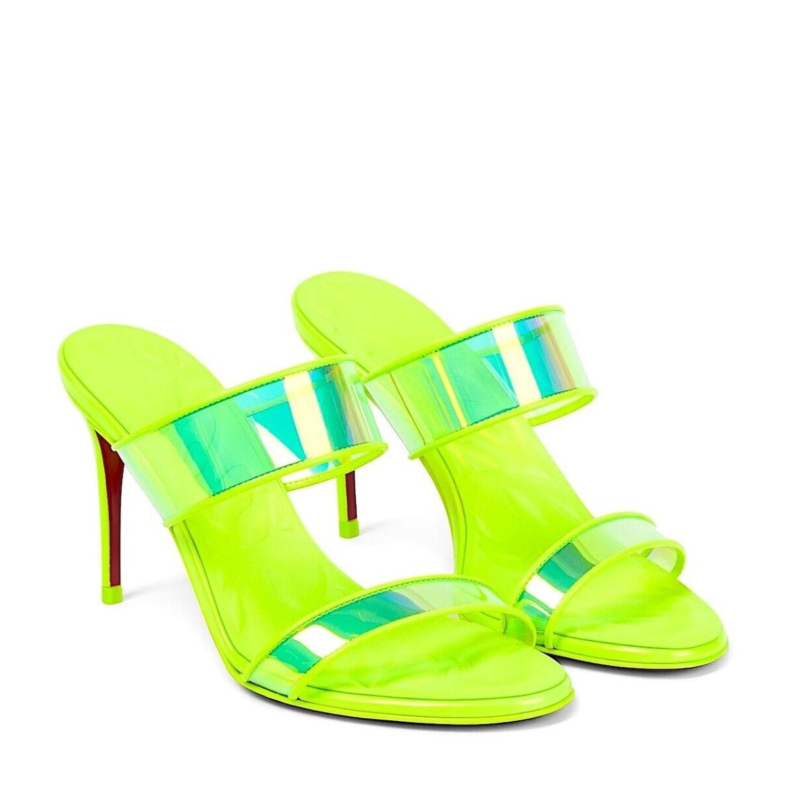Christian Louboutin Christian Louboutin Just Loubi 85mm Mules PVC Neon 37 Size US 7 / IT 37 - 4 Thumbnail