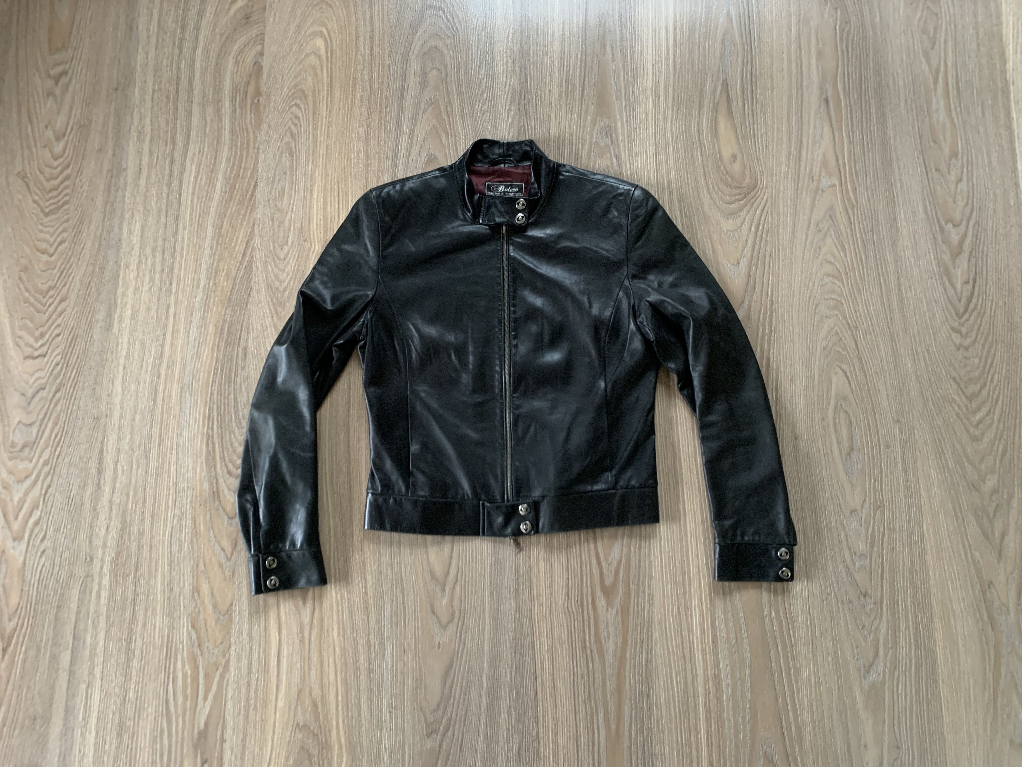Genuine Leather Bolero Woman Black Soft Leather Biker Zip Jacket Size M / US 6-8 / IT 42-44 - 1 Thumbnail