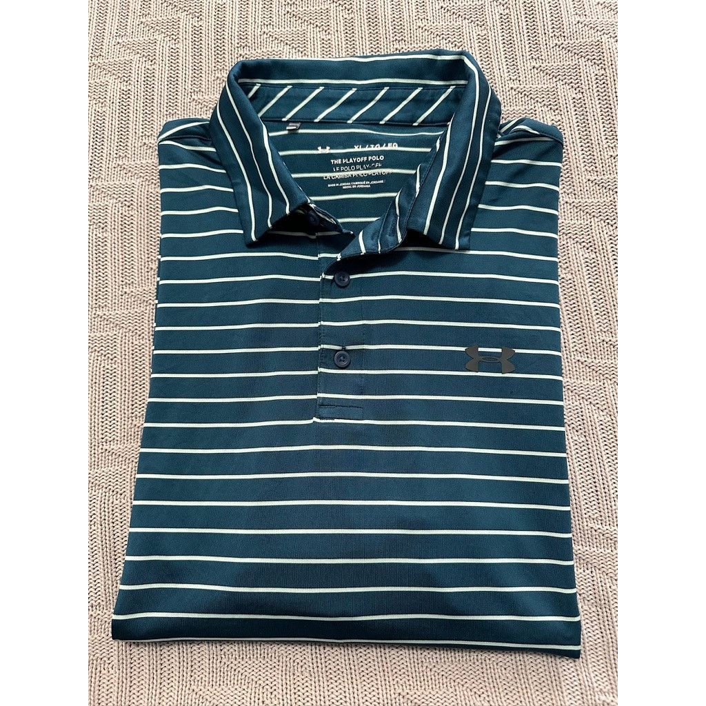 Under Armour Under Armour teal striped polo size XL Size US XL / EU 56 / 4 - 1 Thumbnail