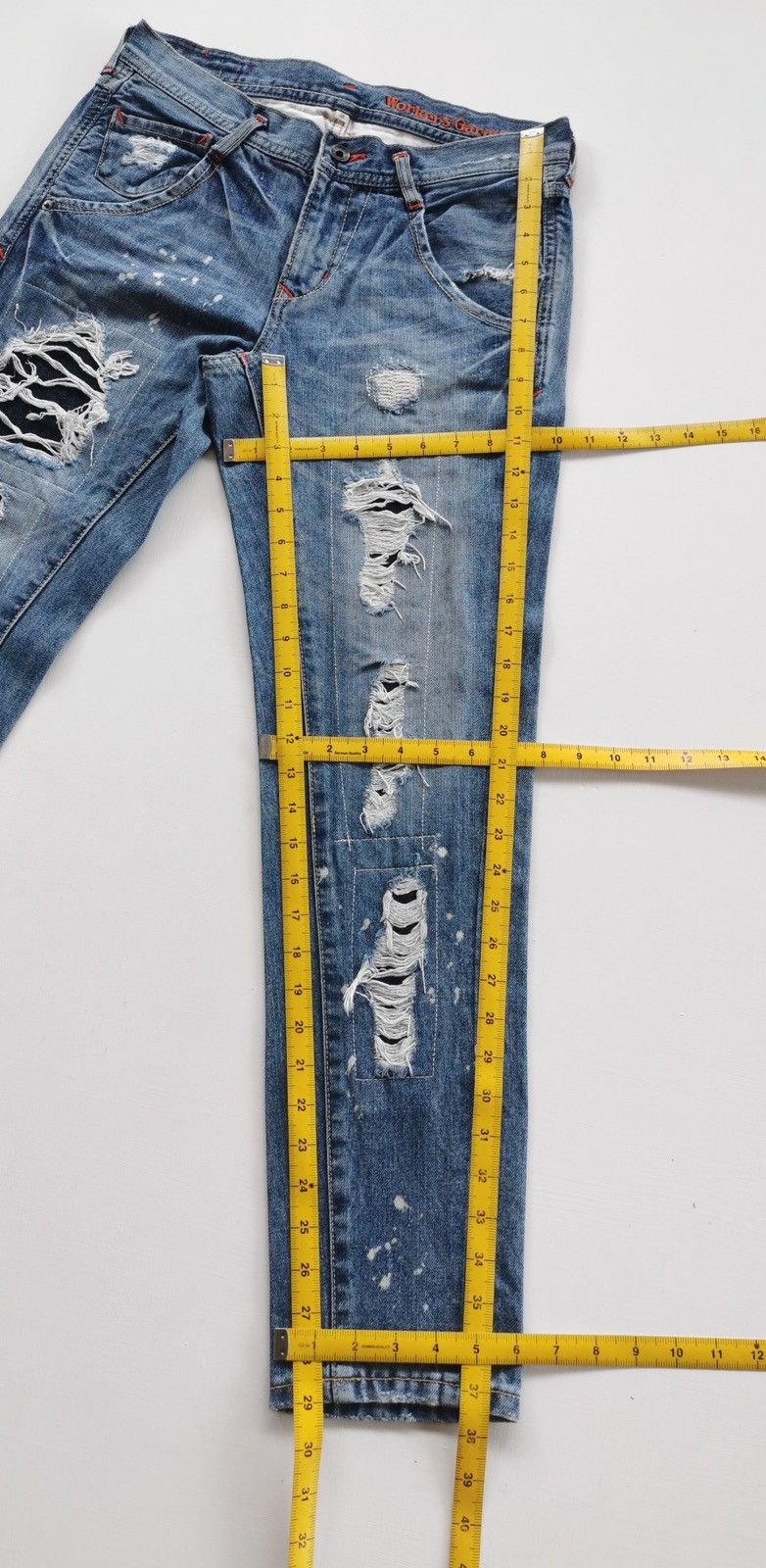 Japanese Brand Workers Garage Patchwork Distressed Denim Jeans Size 29" - 9 Thumbnail