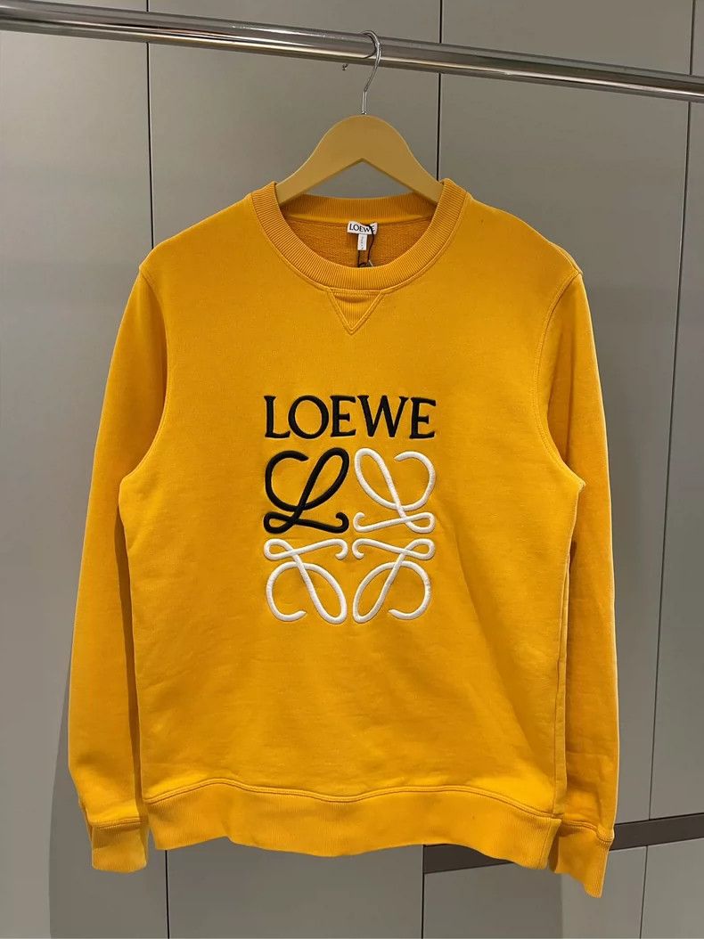 LOEWE Yellow classic Logo embroidered round neck sweater