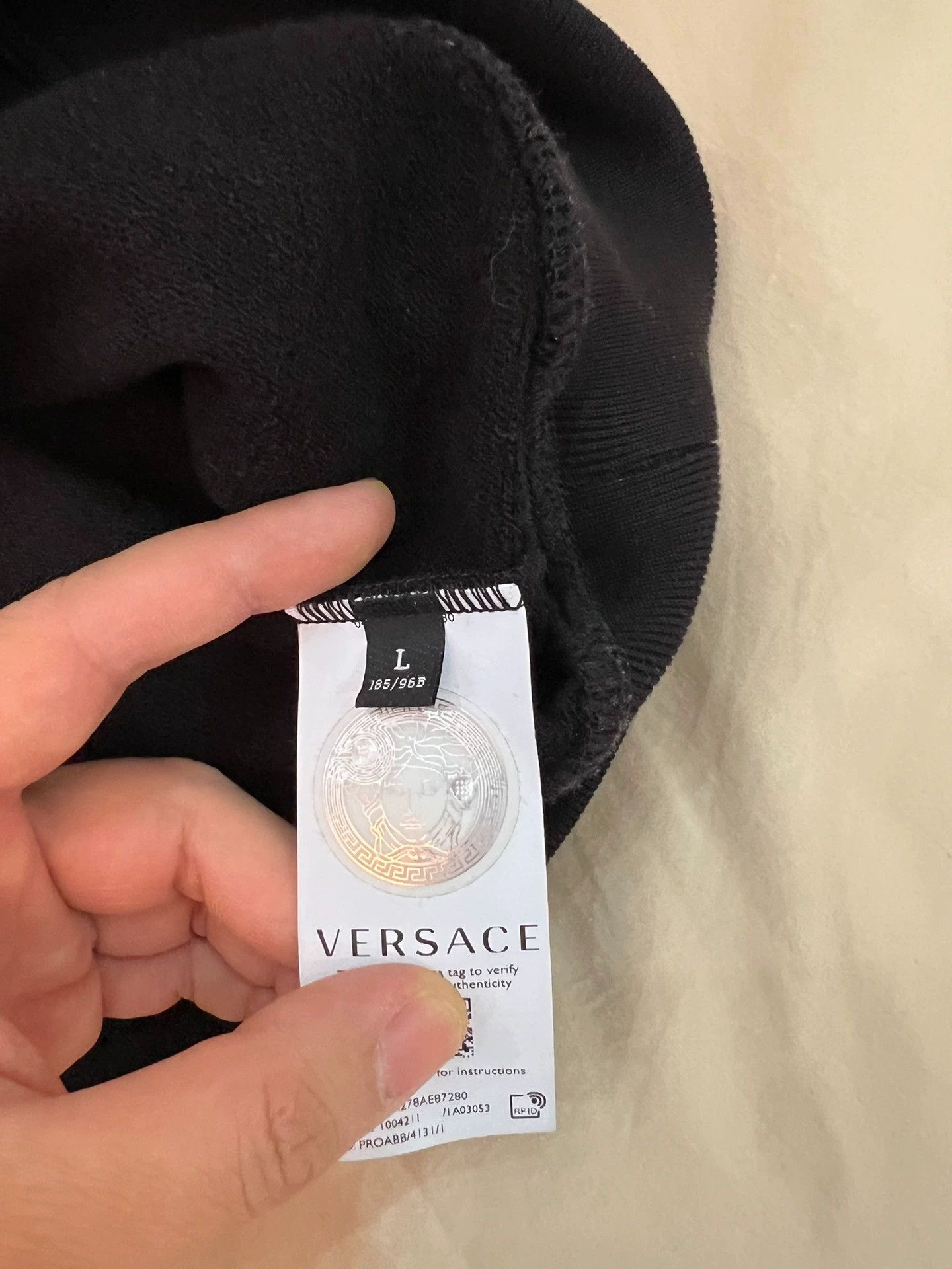 Versace Versace Hoodie L 99N Front Logo Sequin Embroidery Size US L / EU 52-54 / 3 - 3 Thumbnail