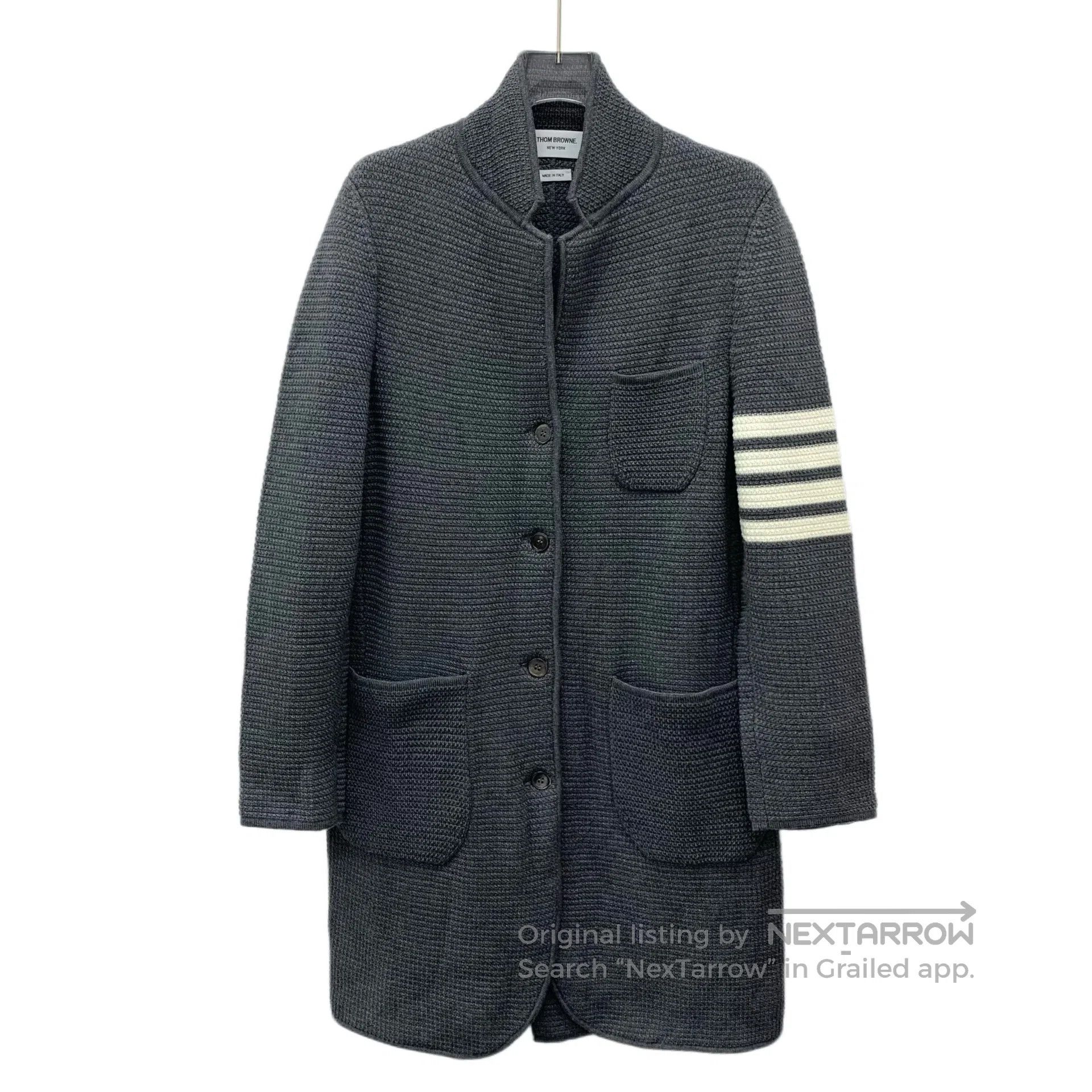 Thom Browne Thom Browne Dark gray classic four-stripe wool stand colla Size XS / US 0-2 / IT 36-38 - 1 Thumbnail