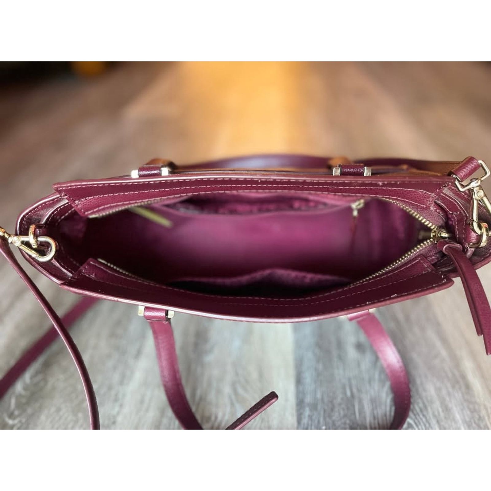 Kate Spade Kate Spade Maroon Leather Tote Inside Zipper | Crossbody Size ONE SIZE - 3 Thumbnail