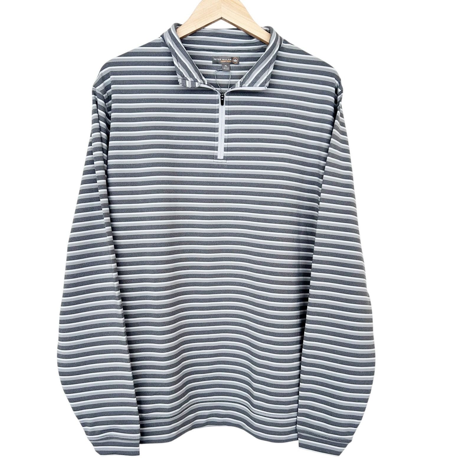 Peter Millar Peter Millar Crown Sport Gray White Striped Quarter Zip XL Size US XL / EU 56 / 4 - 1 Thumbnail