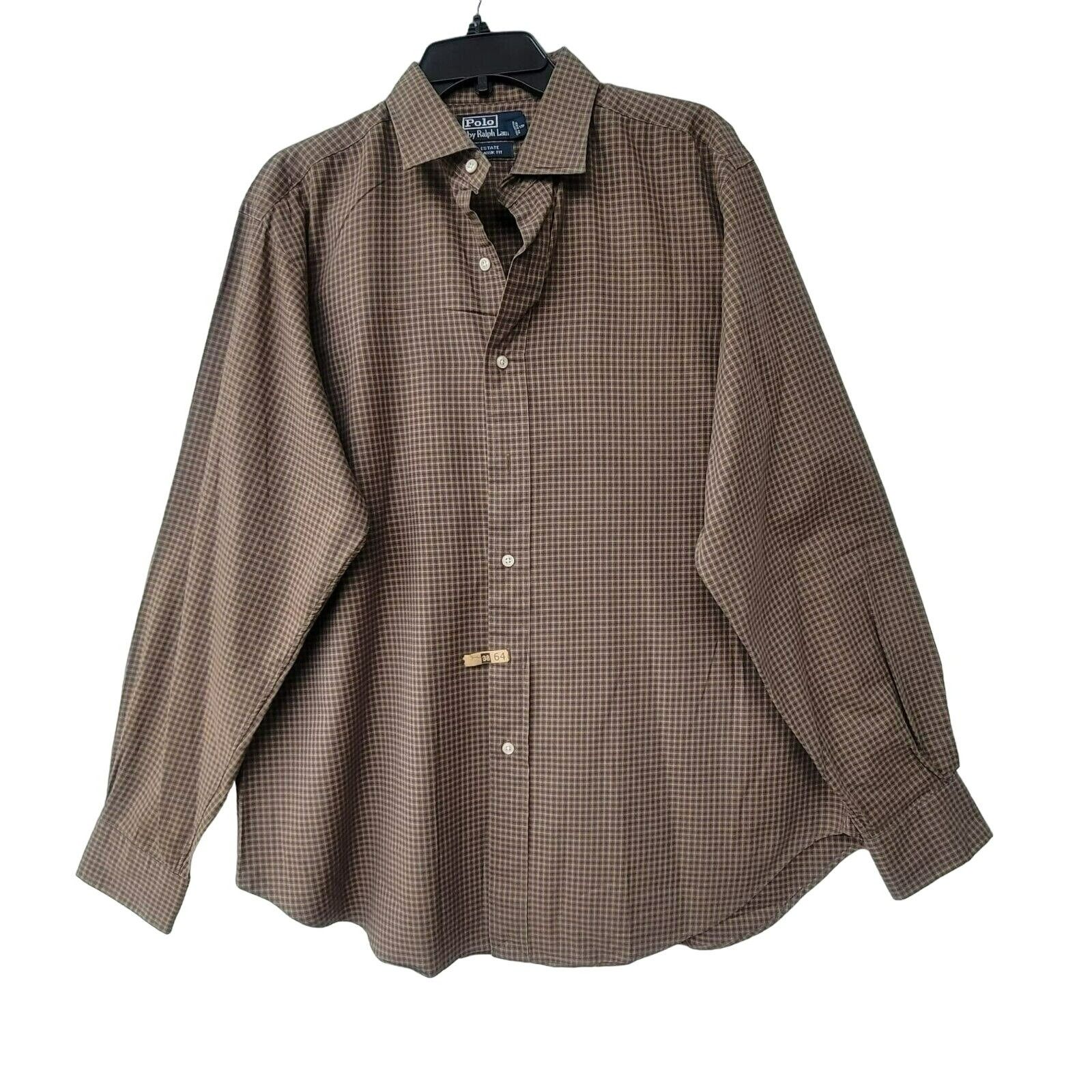 Polo Ralph Lauren ⭐Polo Ralph Lauren Size 16.5/L Men's Shirt Vintage Brown Pla Size US L / EU 52-54 / 3 - 1 Thumbnail