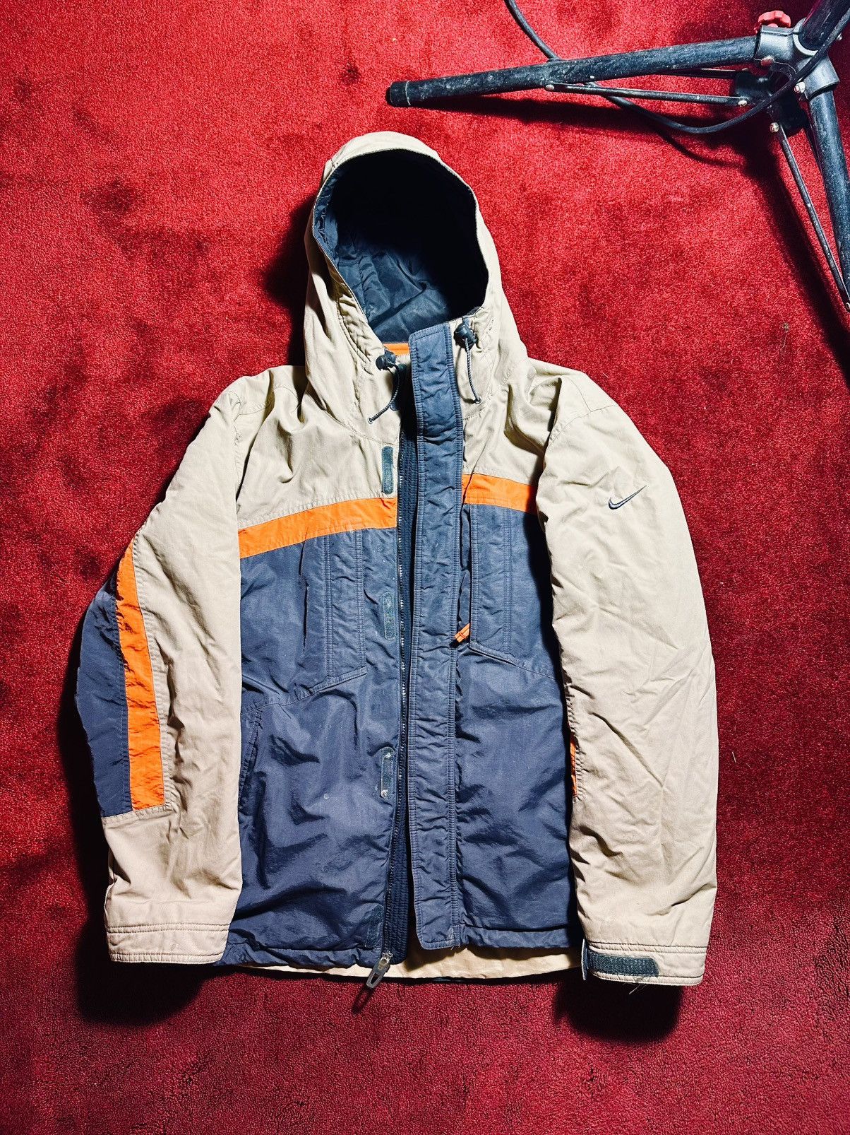 Nike × Vintage Vintage Y2K Nike Jacket Large windbreaker Coat Check Orange Size US L / EU 52-54 / 3 - 8 Thumbnail